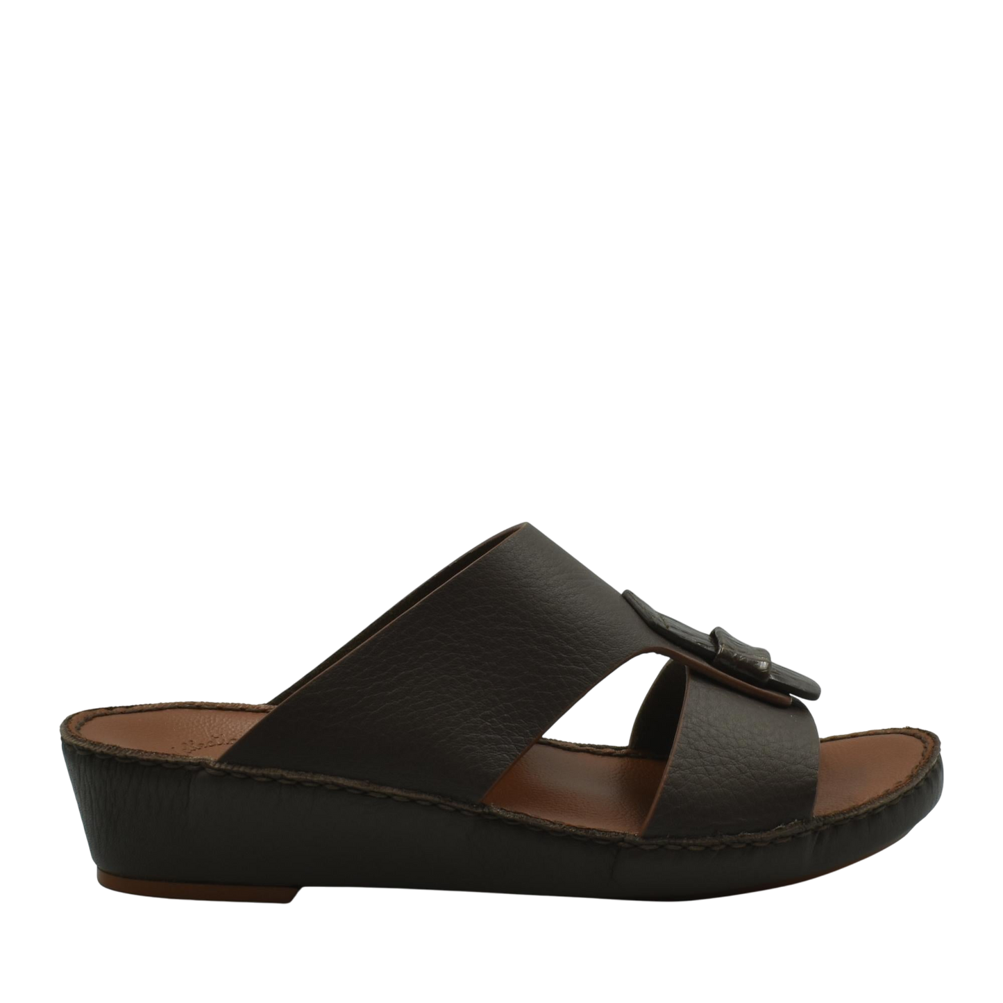 Black leather Deercalf Croco footwear slide sandal with cushioned sole from Private collection