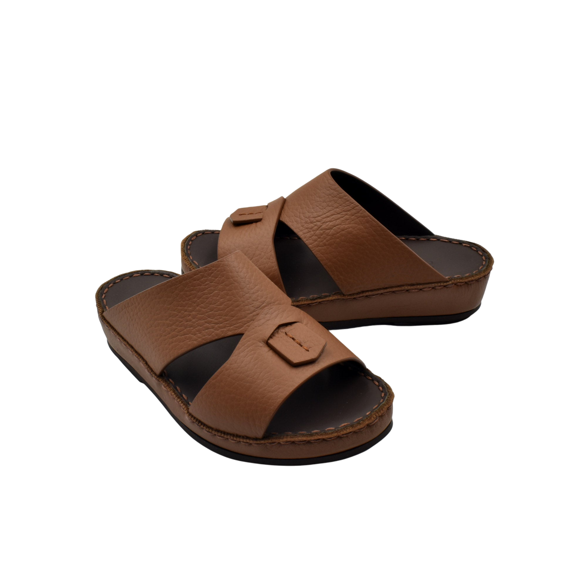 Brown leather deercalf kids sandals with open toe and adjustable straps from Private Collection