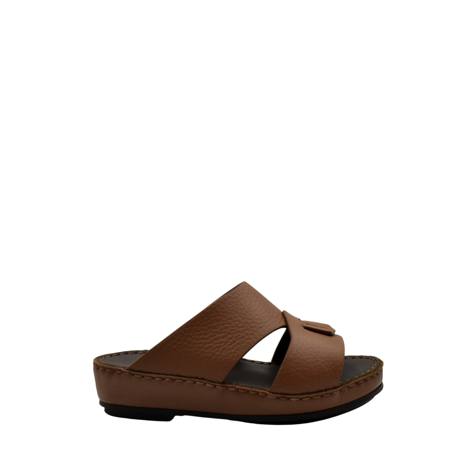 Brown leather deercalf kids sandals with cushioned sole and open toe design for comfort