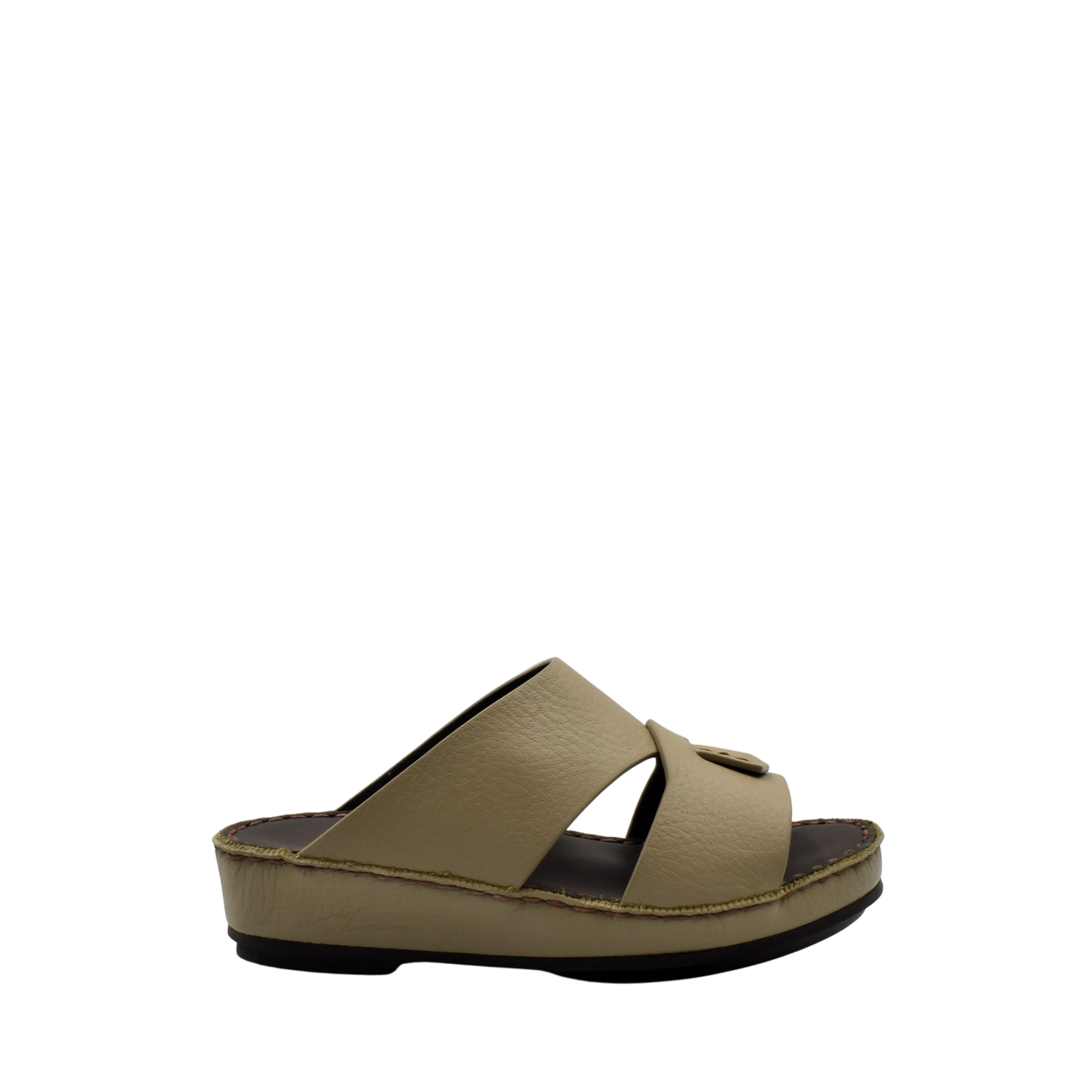 Beige deercalf kids sandals with cushioned sole and adjustable strap from Private Collection