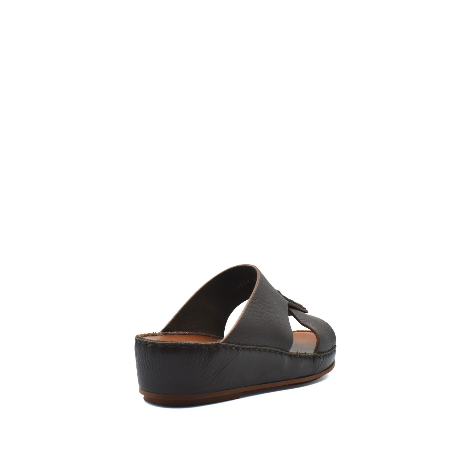 Black deercalf lizard sandals for kids with cushioned sole and slip-on design