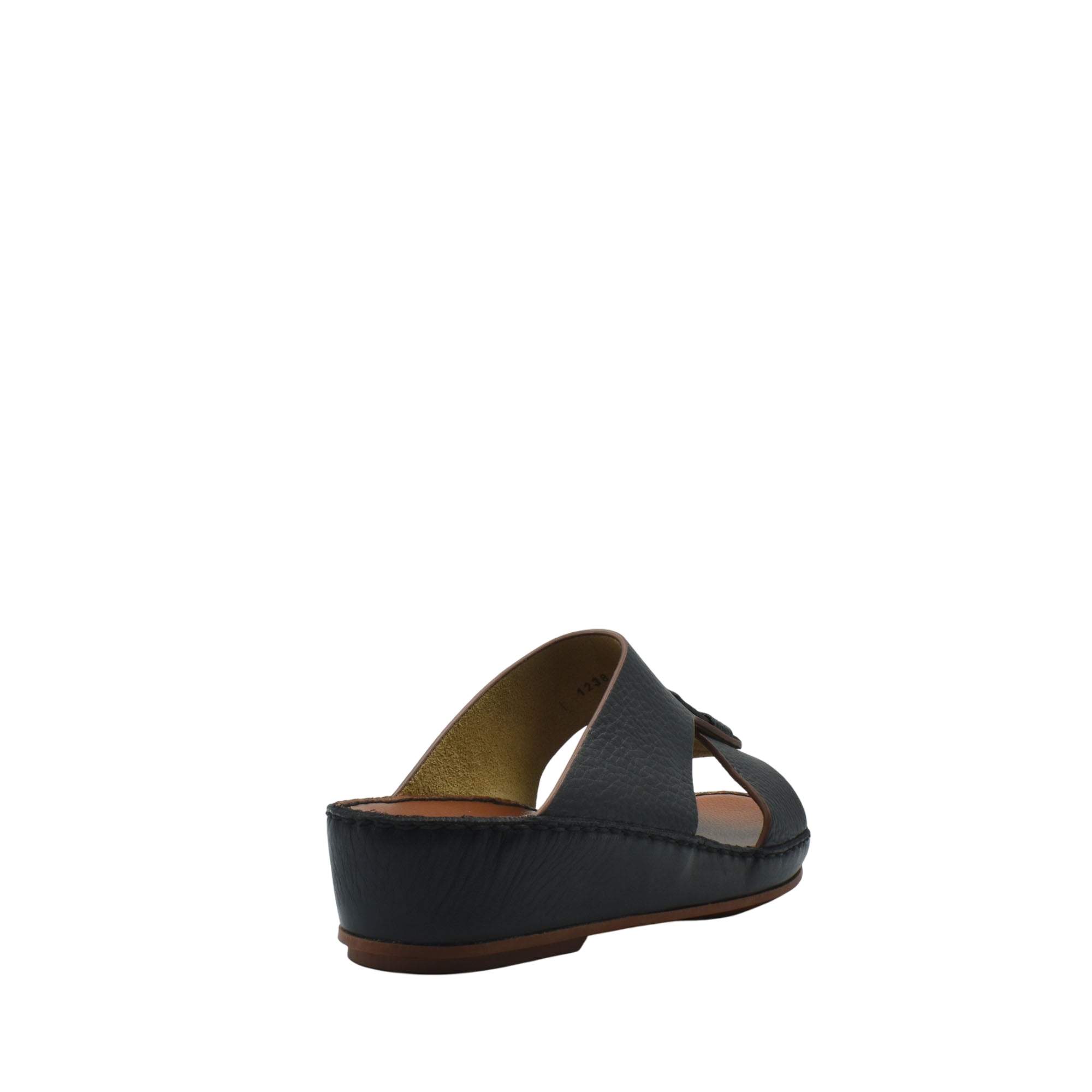 Back view of black deercalf lizard sandals for kids with cushioned sole and open-toe design