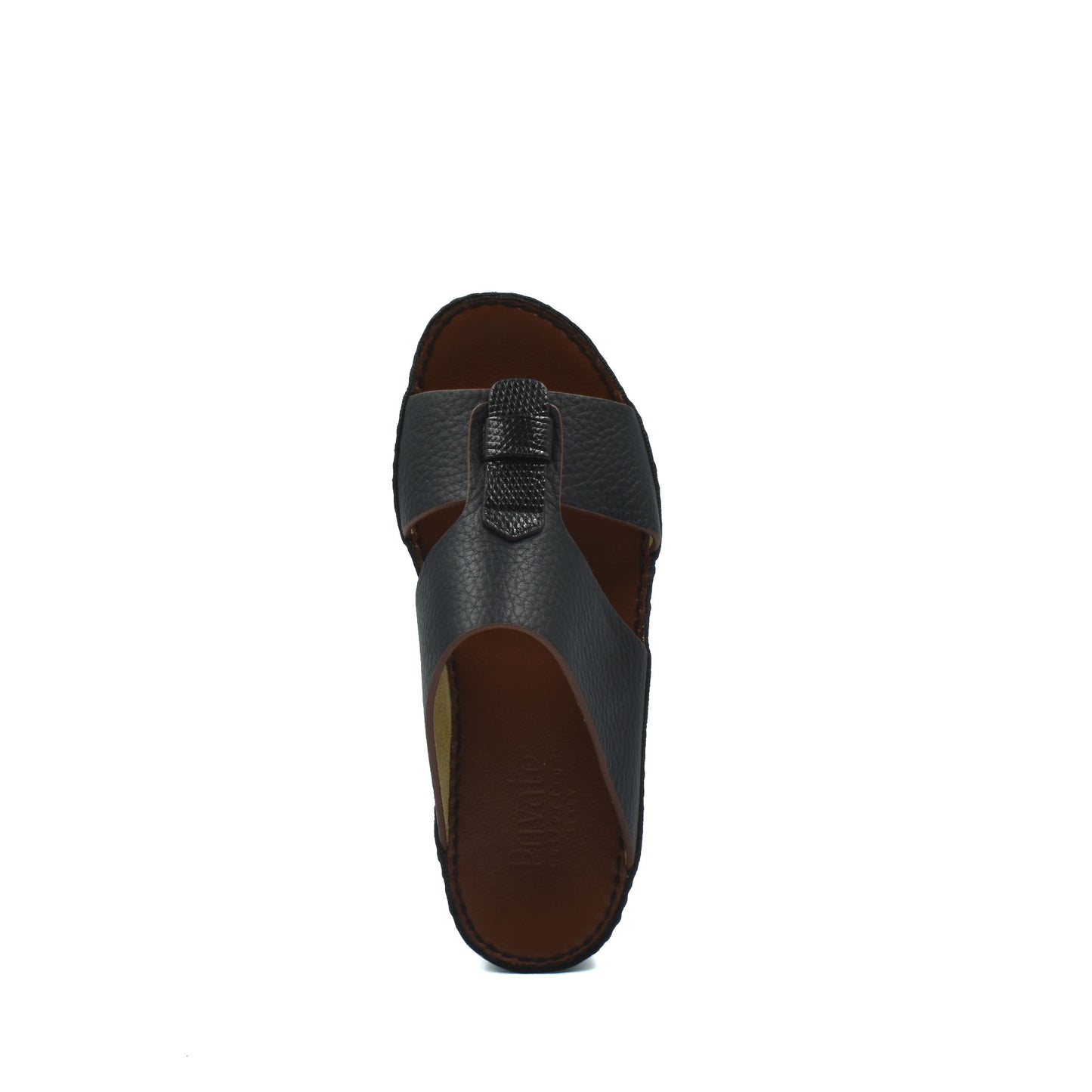 Black deercalf lizard sandals for kids with textured leather straps and open toe design