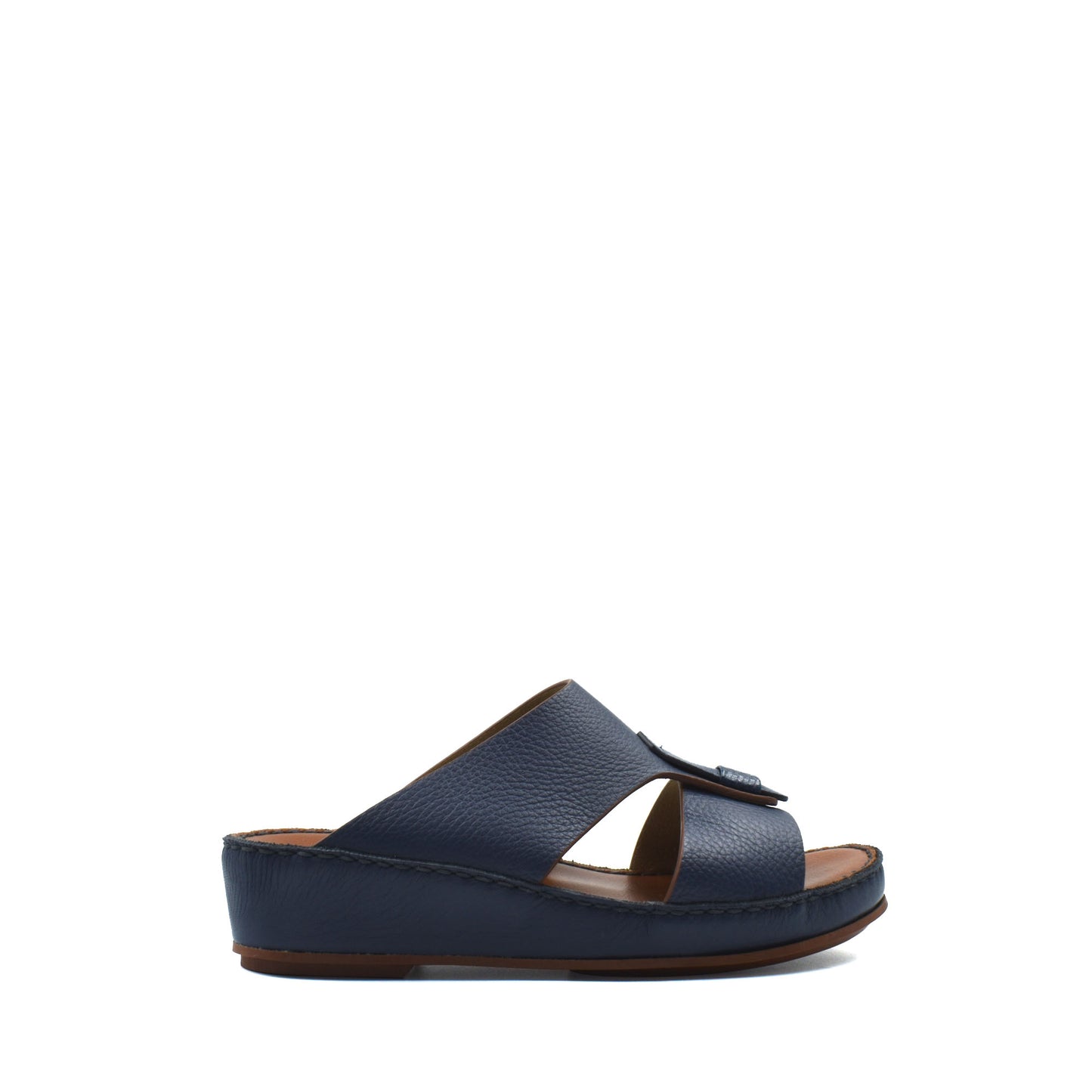 Blue deercalf lizard sandals for kids with open toe and adjustable strap from Private collection
