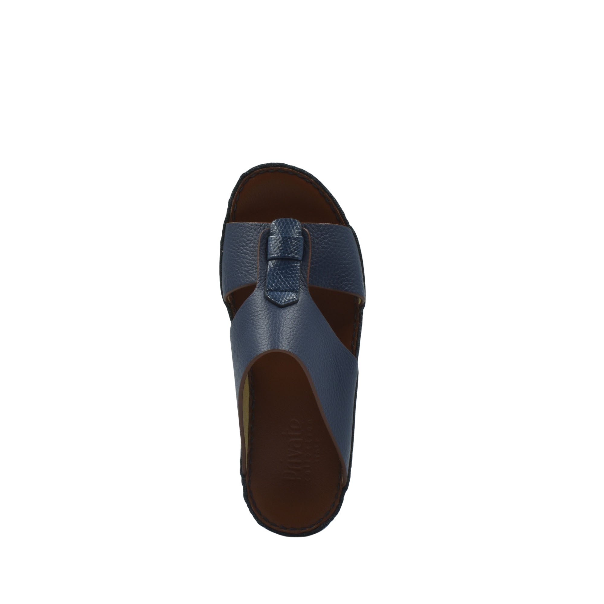 Blue deercalf lizard sandals for kids with open toe and adjustable strap from Private Collection