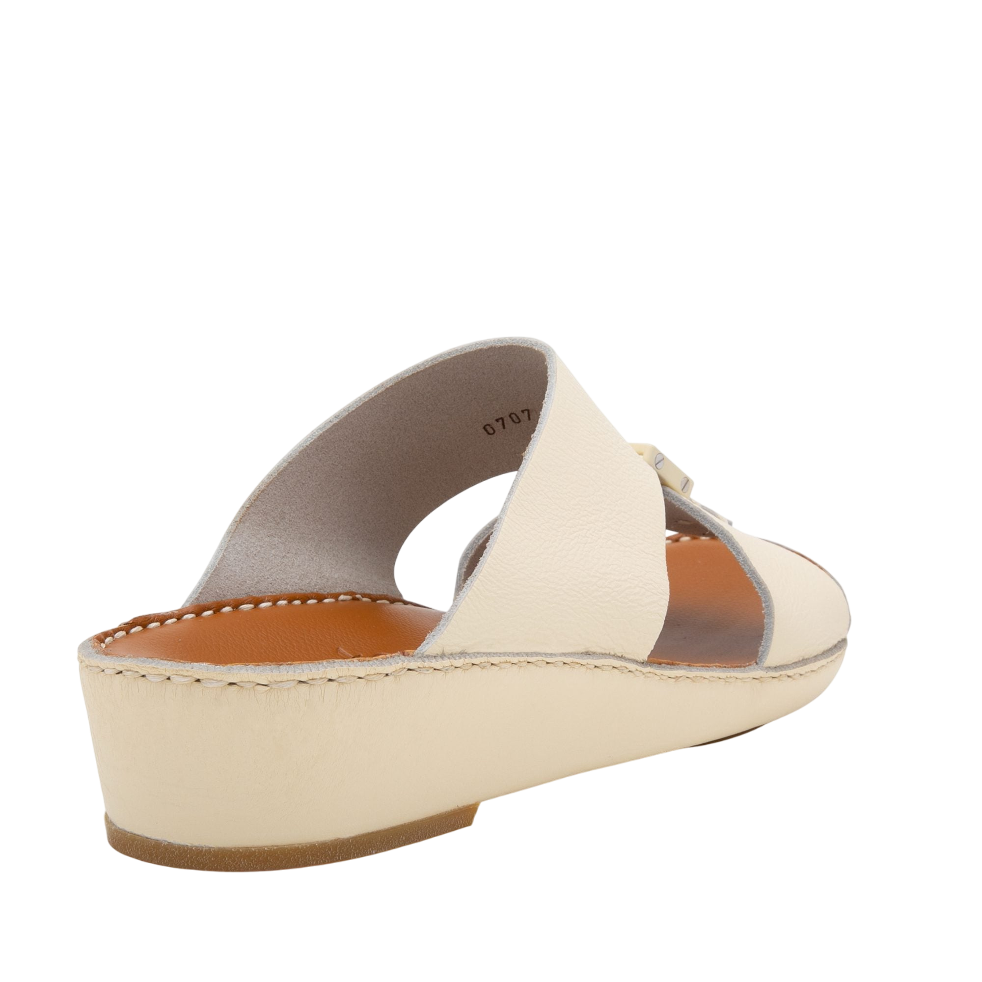 Private Collection beige comfortable designer slides with soft leather upper and cushioned sole