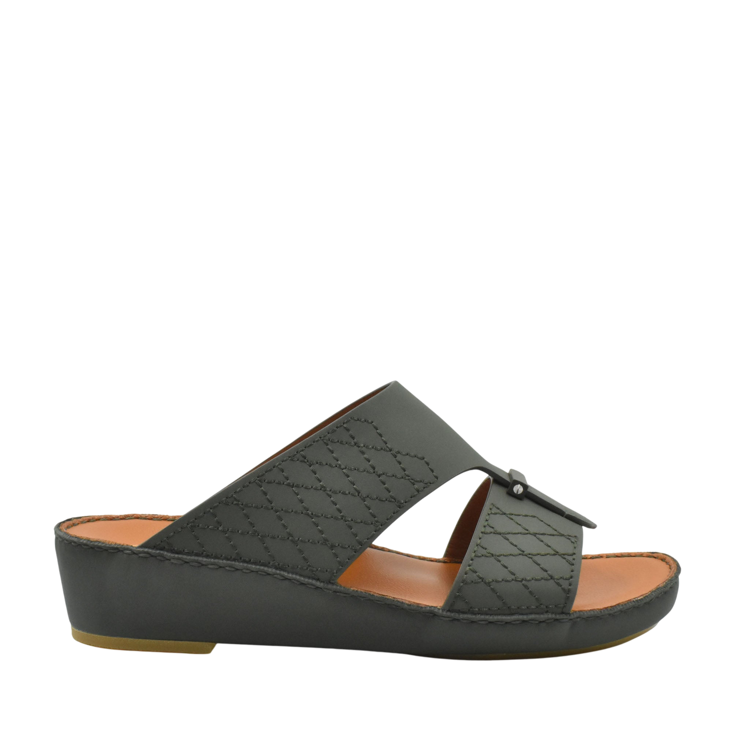 Black designer leather sandals with quilted straps and cushioned footbed in a wedge style