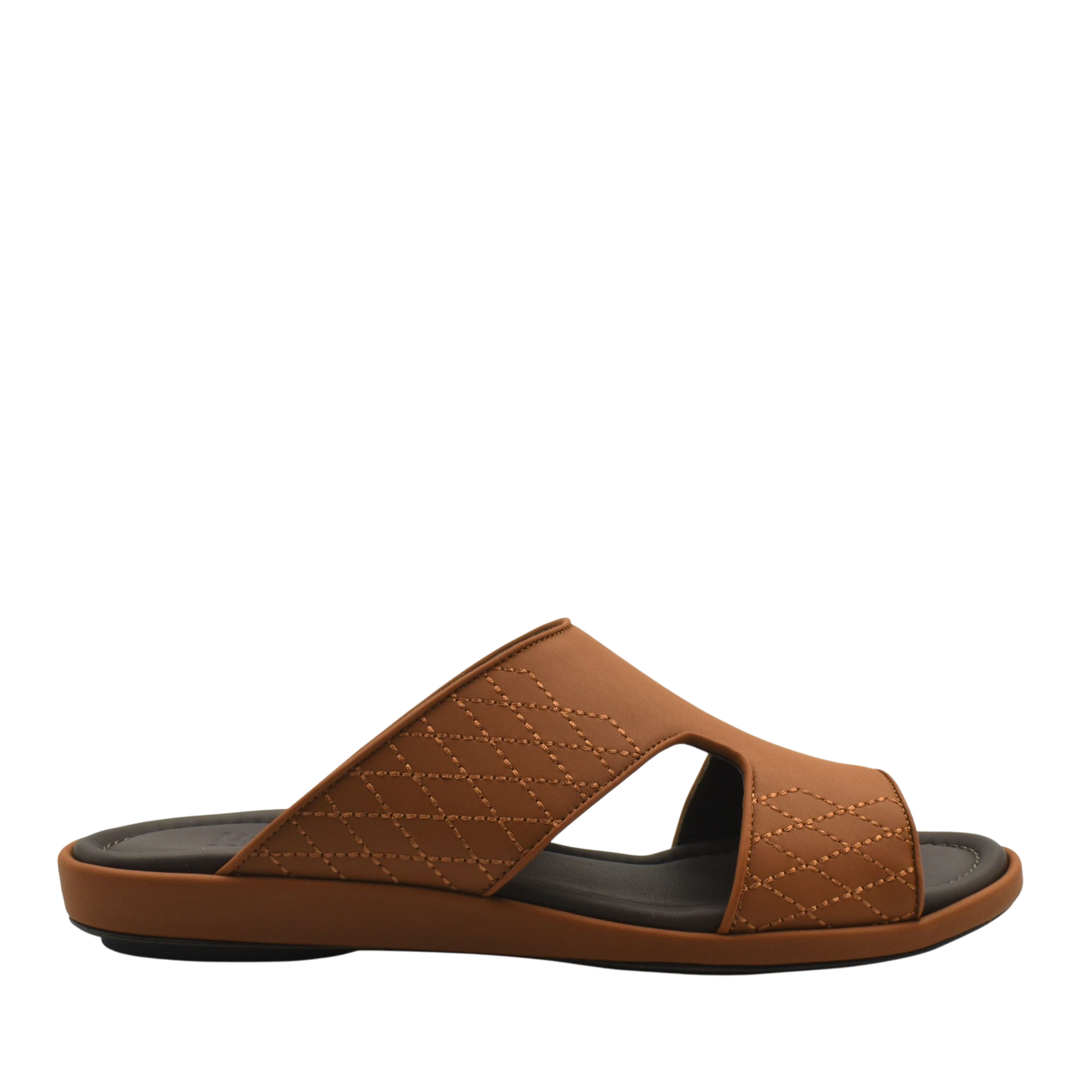 Brown luxury arca sandals with quilted upper and open toe design for comfortable wear