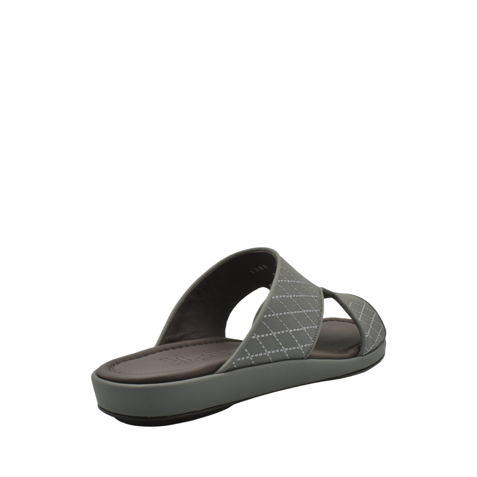 Gray luxury arca sandals with quilted strap and cushioned sole for comfortable wear