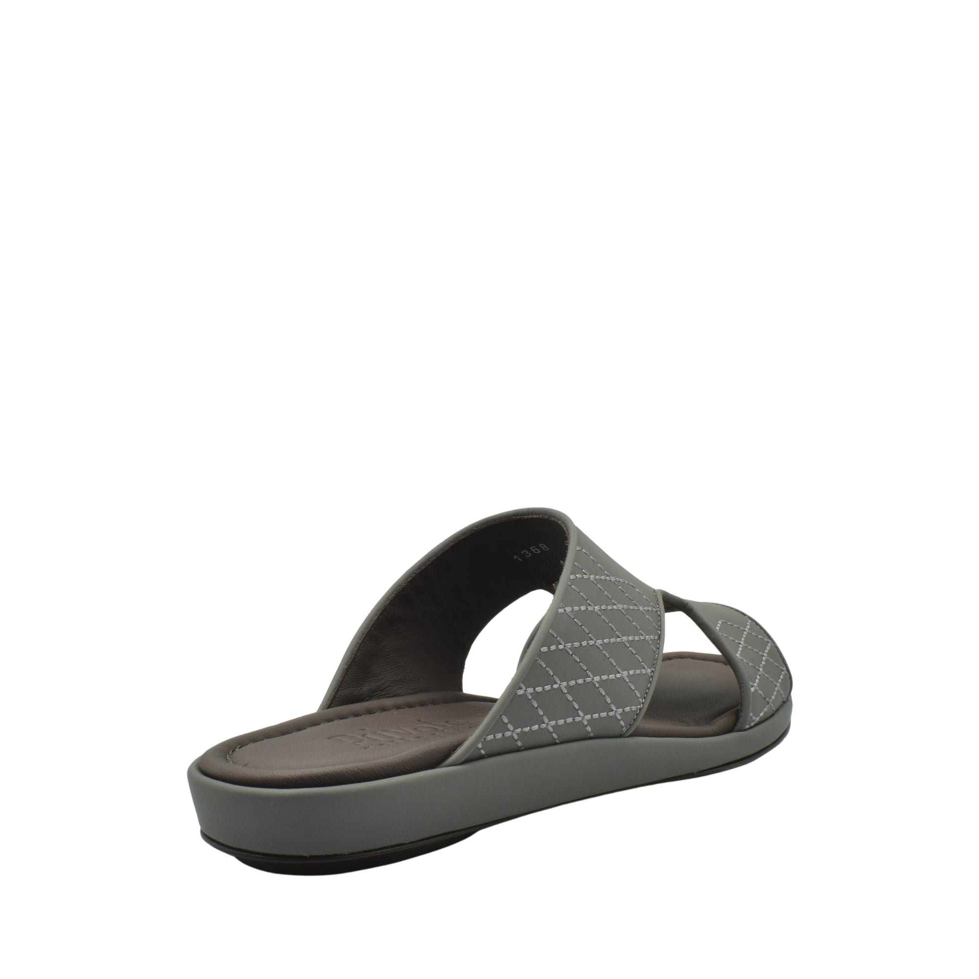 Gray luxury arca sandals with quilted strap and cushioned sole for comfortable wear