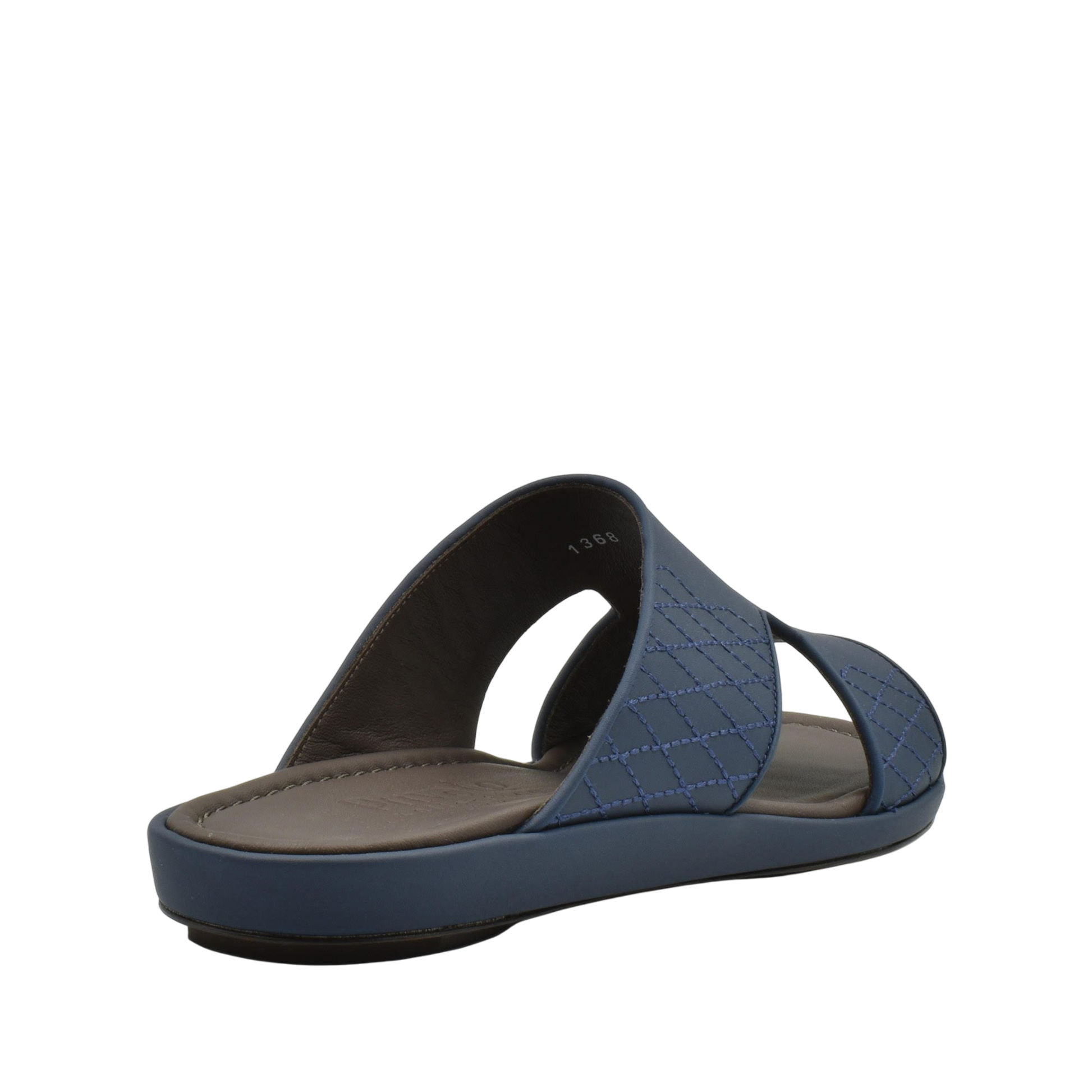 Blue luxury arca sandals with quilted straps and cushioned sole from private collection