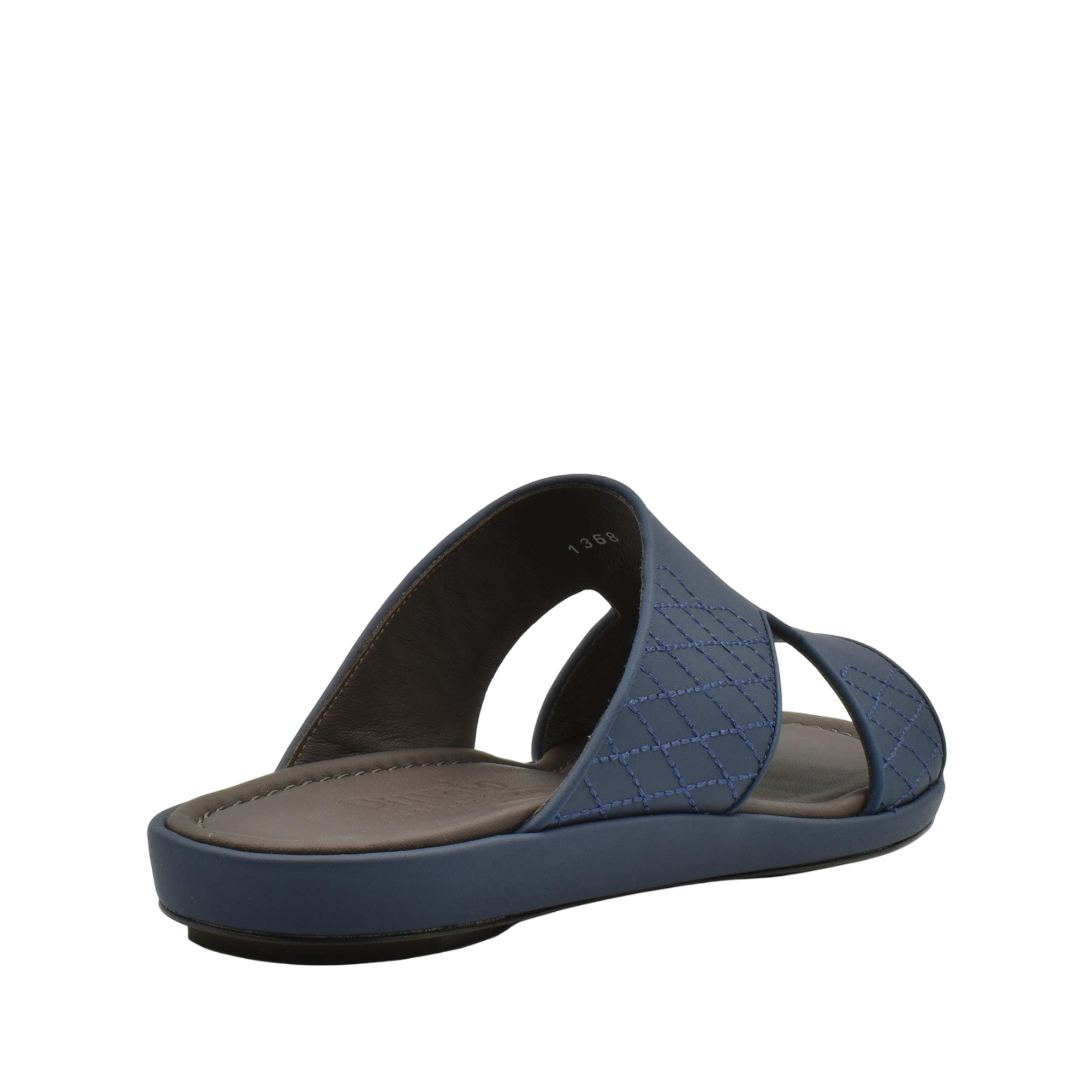 Blue luxury arca sandals with quilted straps and cushioned sole from private collection