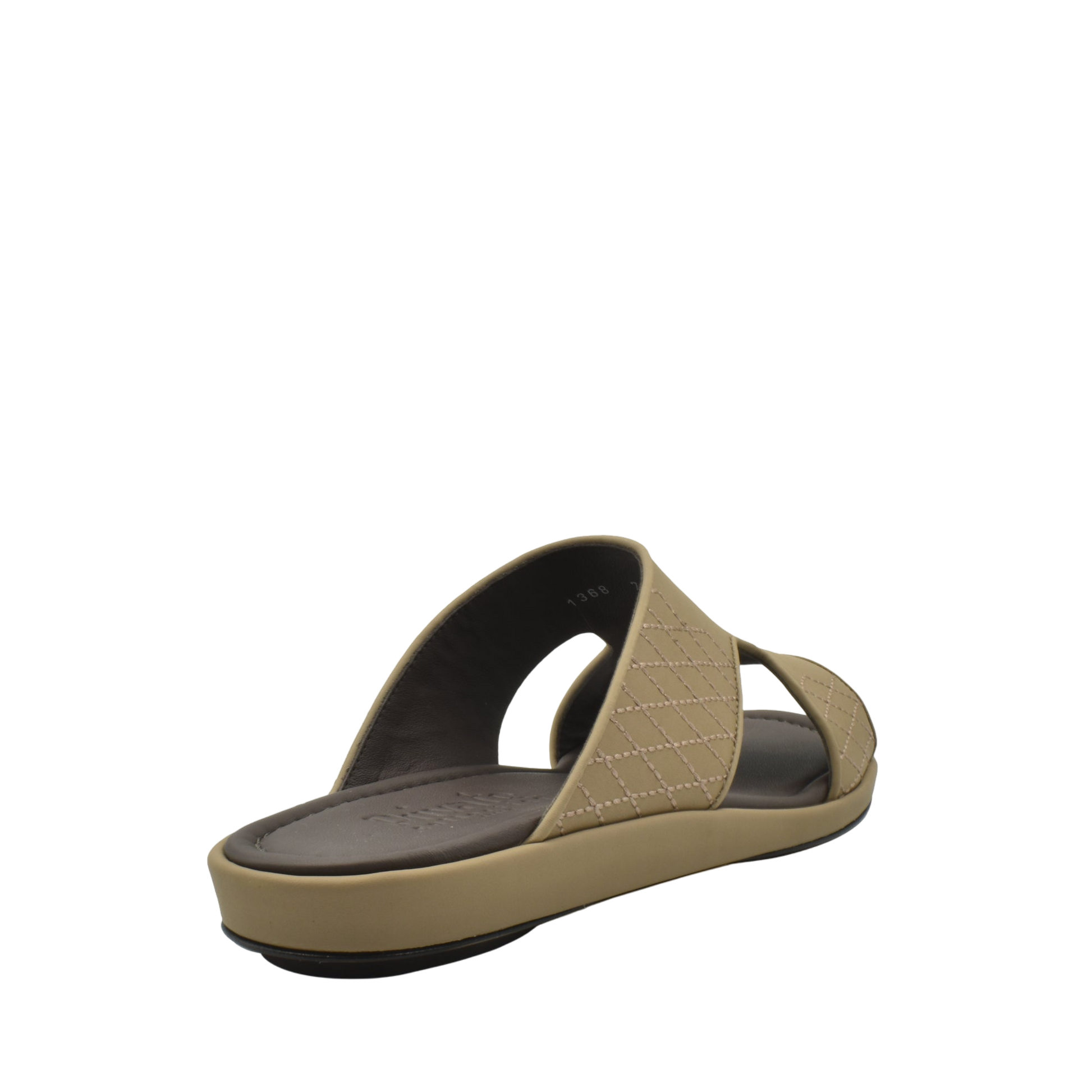 Beige luxury arca sandals with quilted strap and cushioned sole from Private Collection