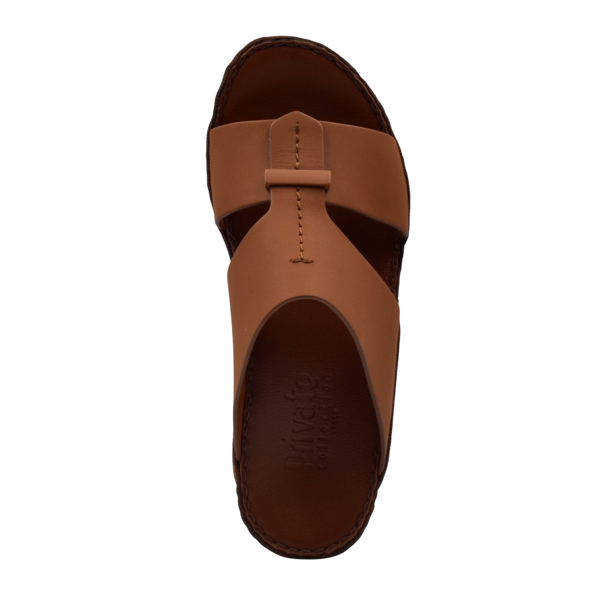 Brown luxury comfort sandals from Private Collection with wide straps and cushioned sole