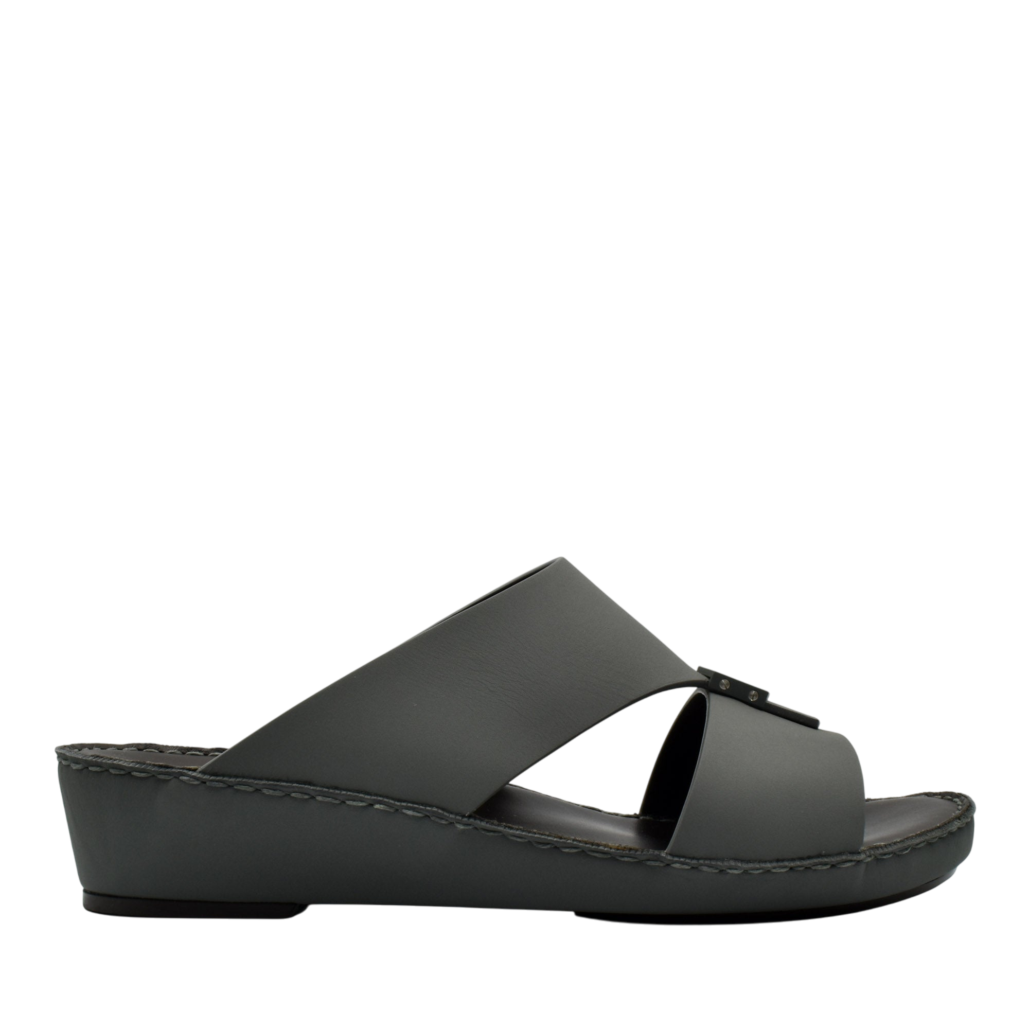 Black Esagono Gomato shoes slip-on sandals with a low wedge heel and wide crossover straps