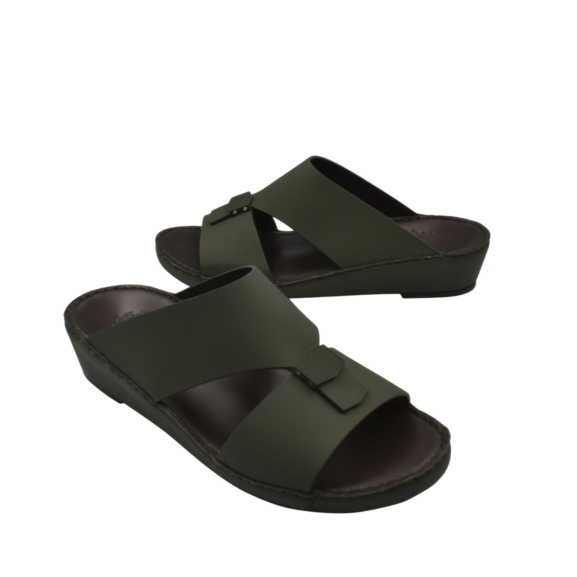 Private Collection dark green Esagono Gomato shoes with open toe and adjustable straps