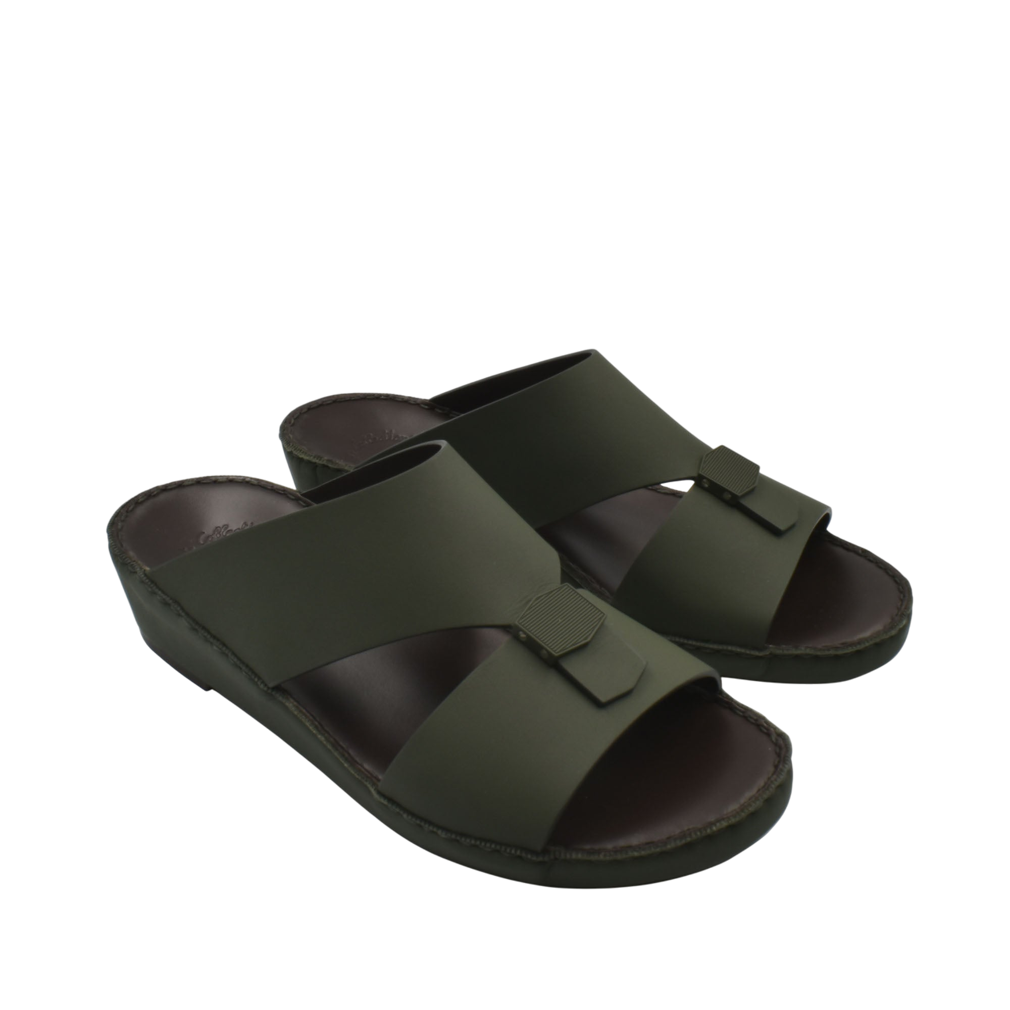 Private Collection green open-toe Esagono Gomato shoes with wide straps and low wedge heel