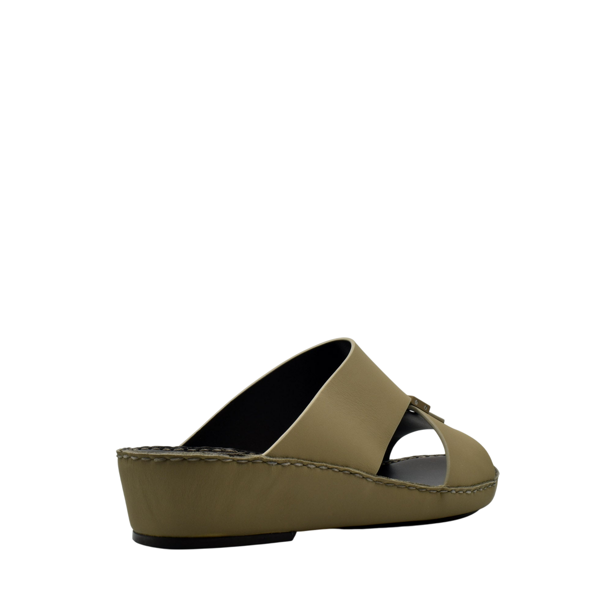 Olive green Esagono Gomato shoes with wedge sole and open-toe design by Private Collection