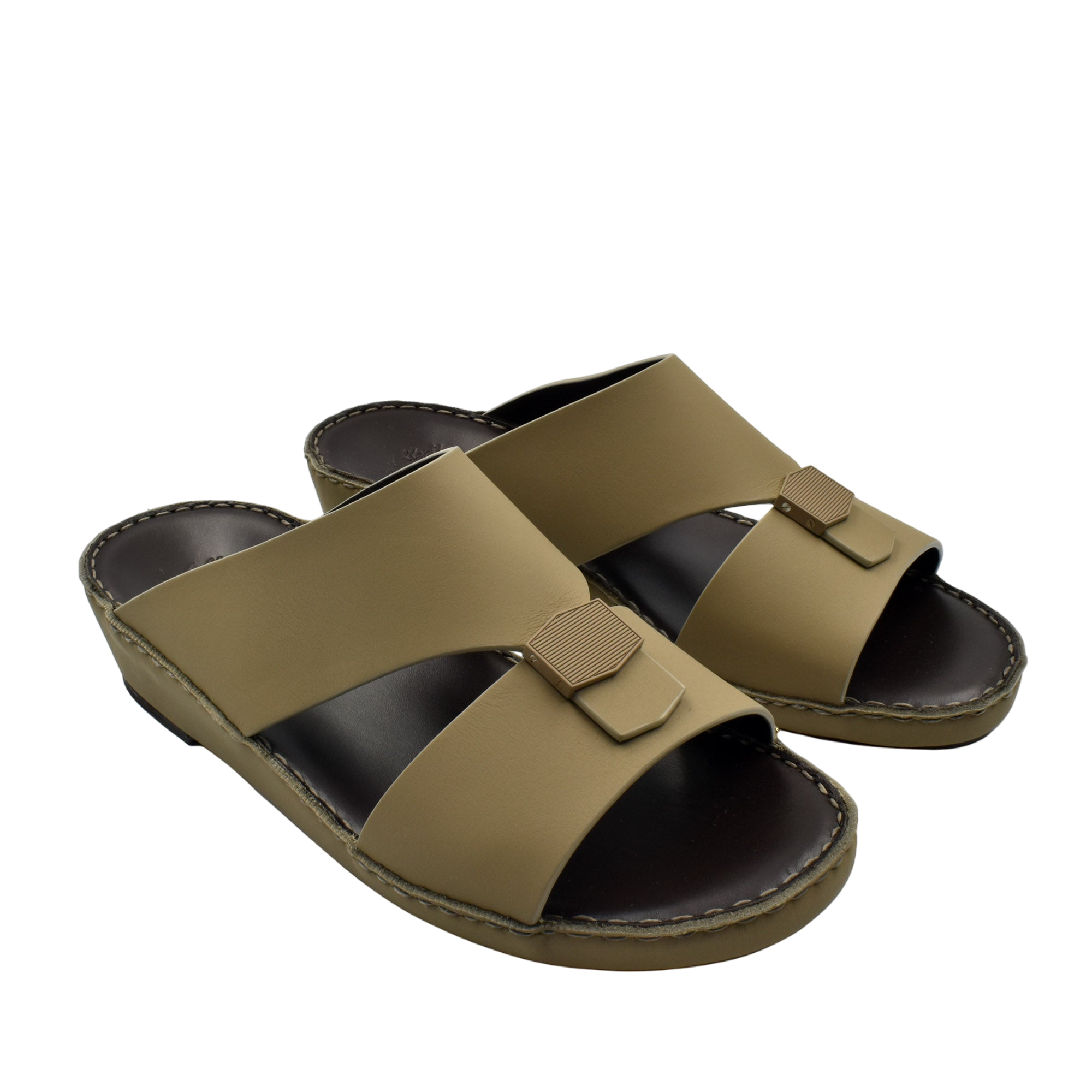 Private Collection Esagono Gomato shoes in tan slip-on sandal style with cushioned footbed