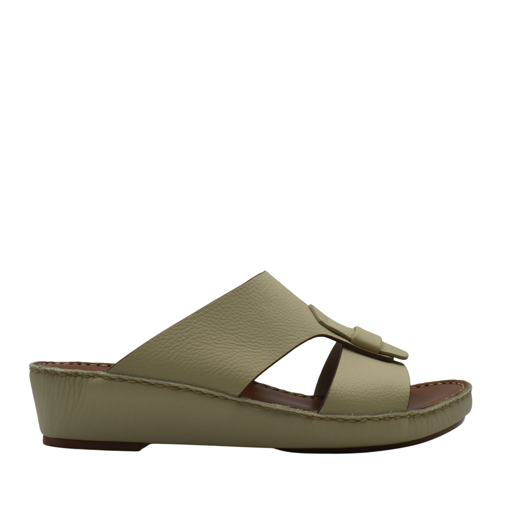 Private Collection Fissare Granulato sandals in beige leather with wedge sole and open toe design