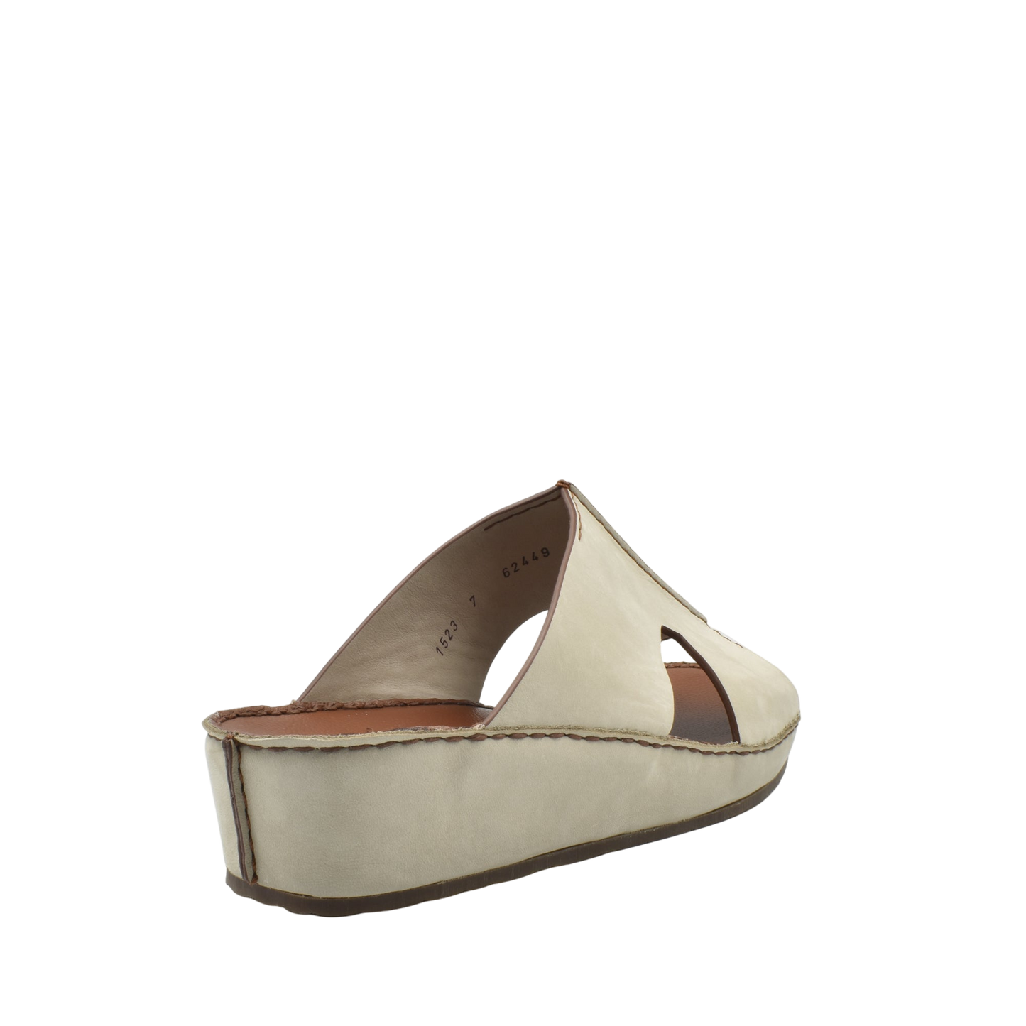 Beige handcrafted leather shoes slip-on sandal with a low platform sole from the private collection