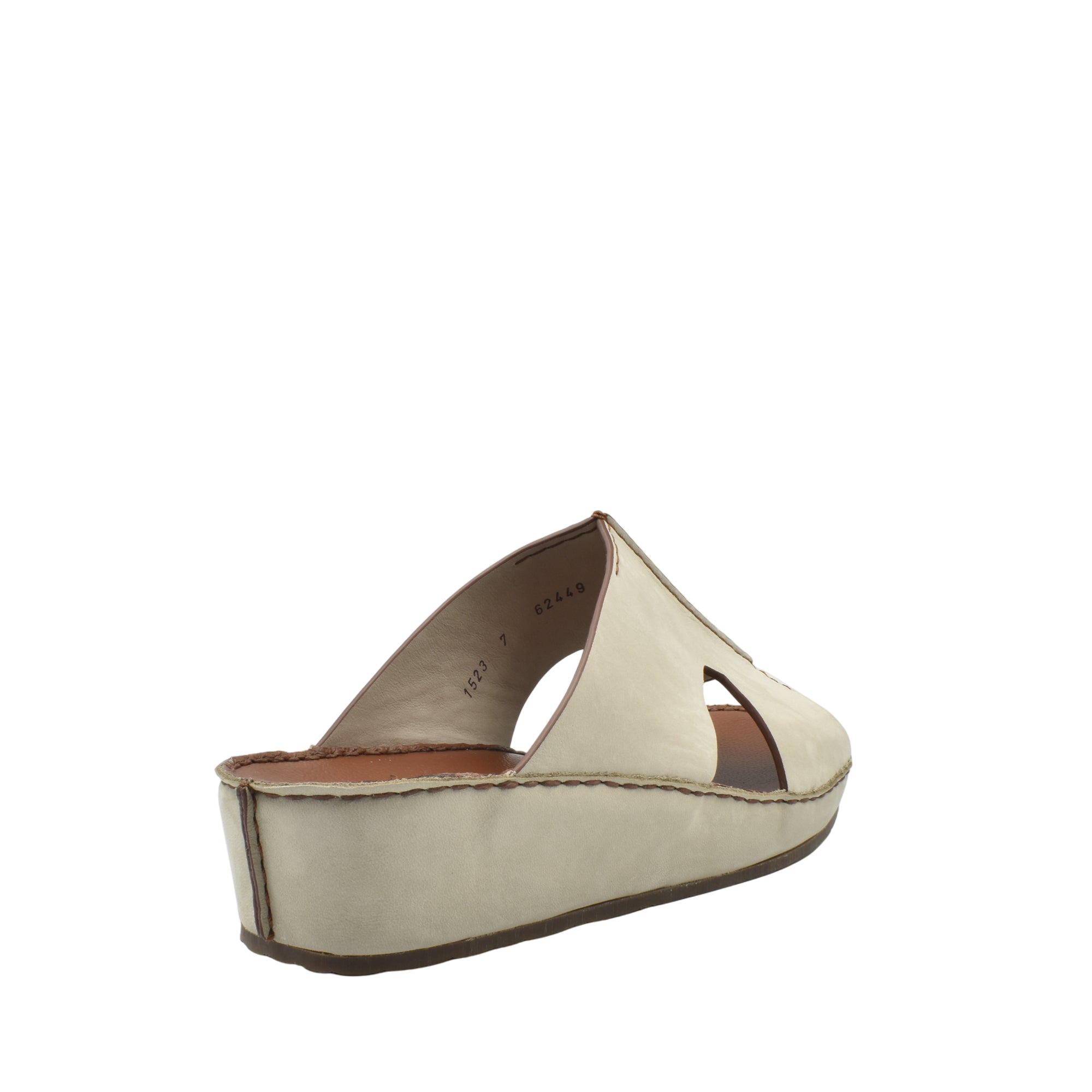 Beige handcrafted leather shoes slip-on sandal with a low platform sole from the private collection