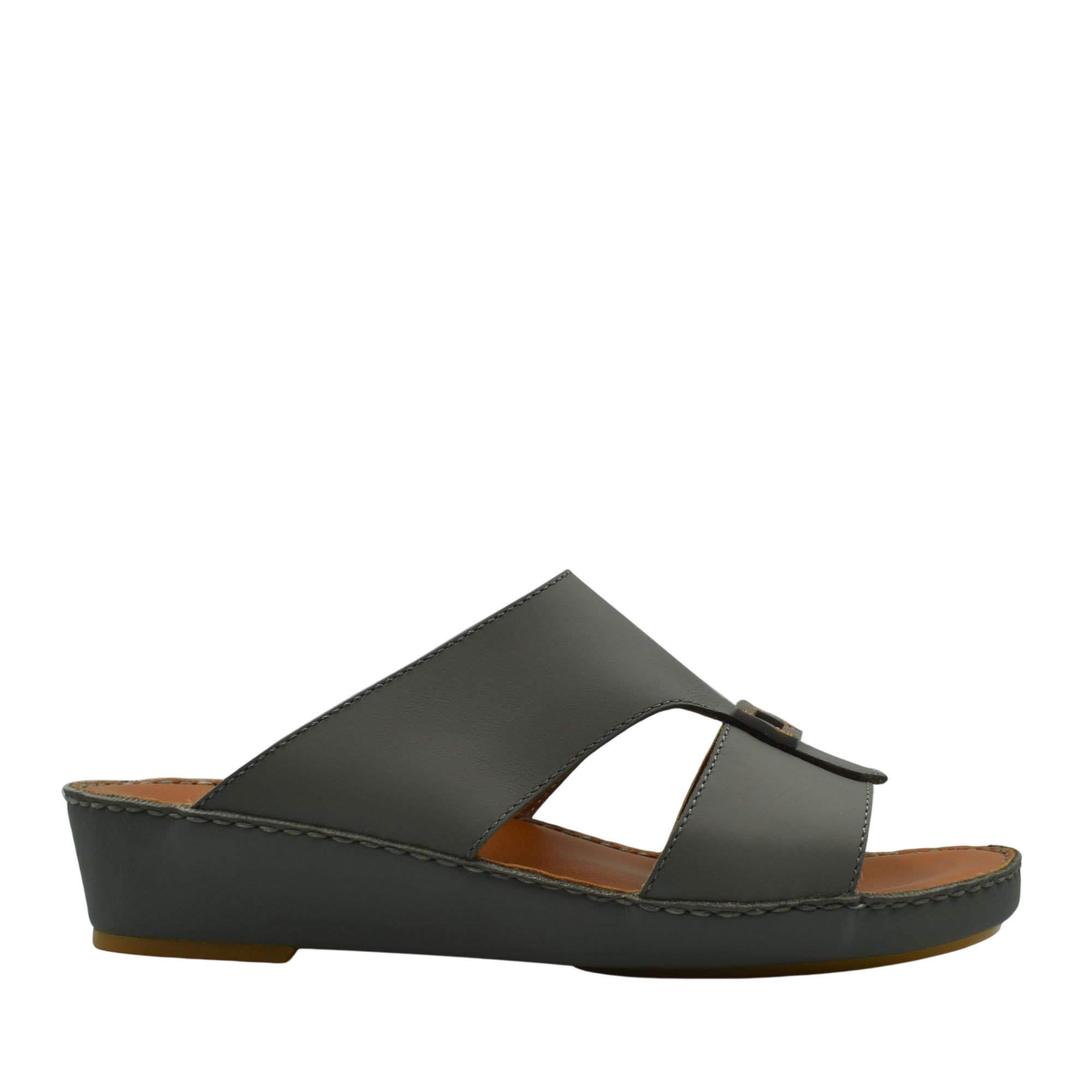 Black Italian leather sandals with wedge heel and open toe design from Private Collection