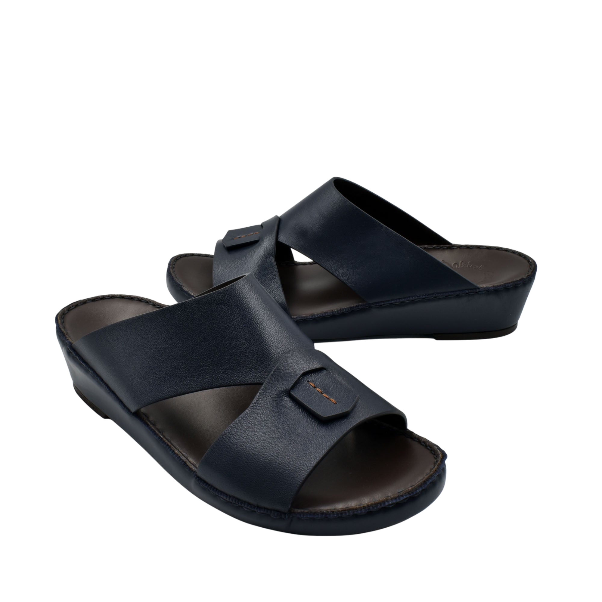 Black Italian nappa sandals with wide leather straps and comfortable cushioned sole