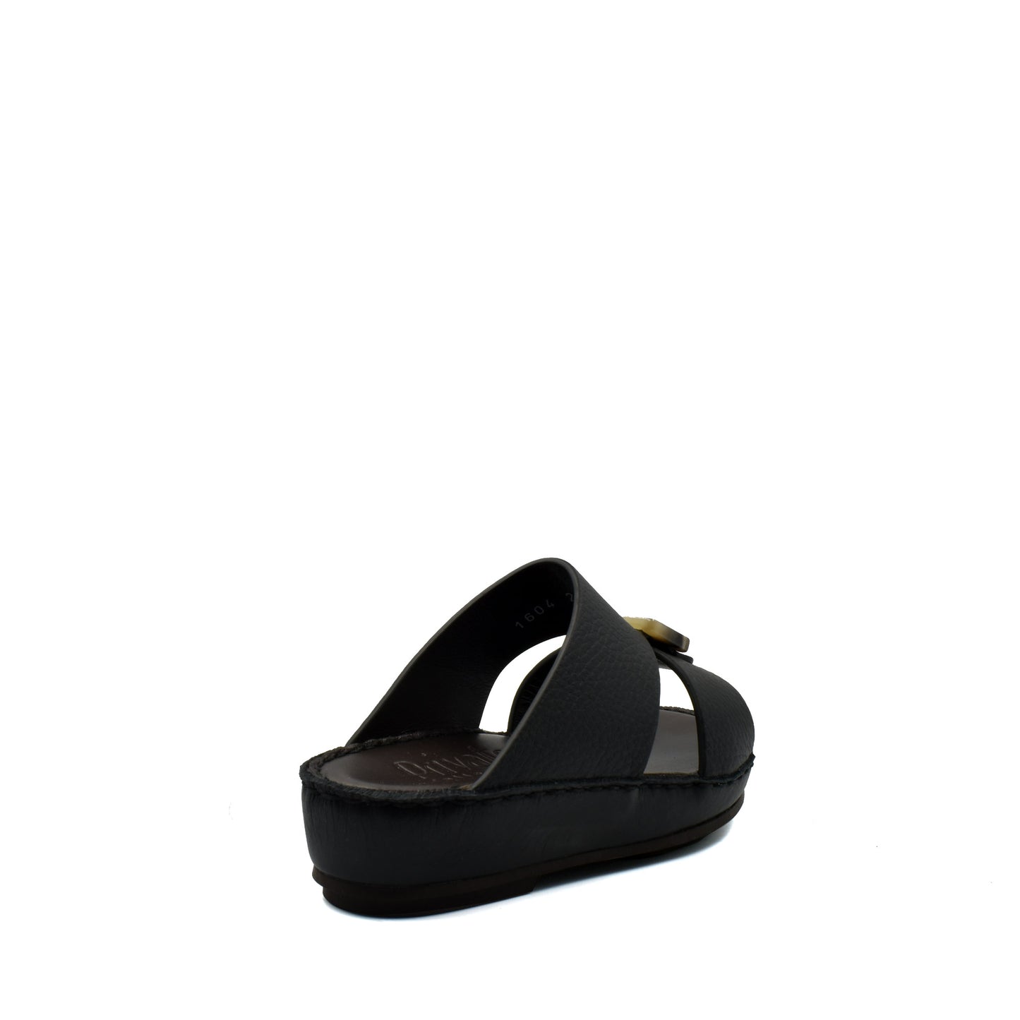 Black kids leather sandals with adjustable strap and cushioned sole from Private Collection