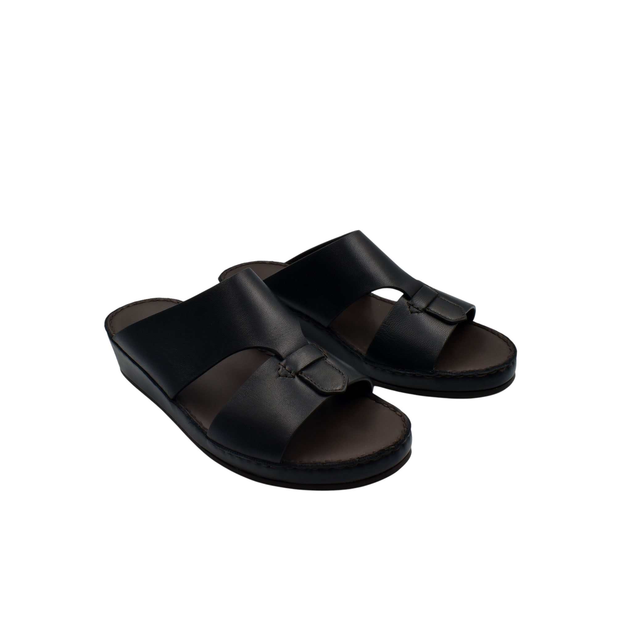 Black kids leather sandals with open toe and adjustable straps from Private Collection