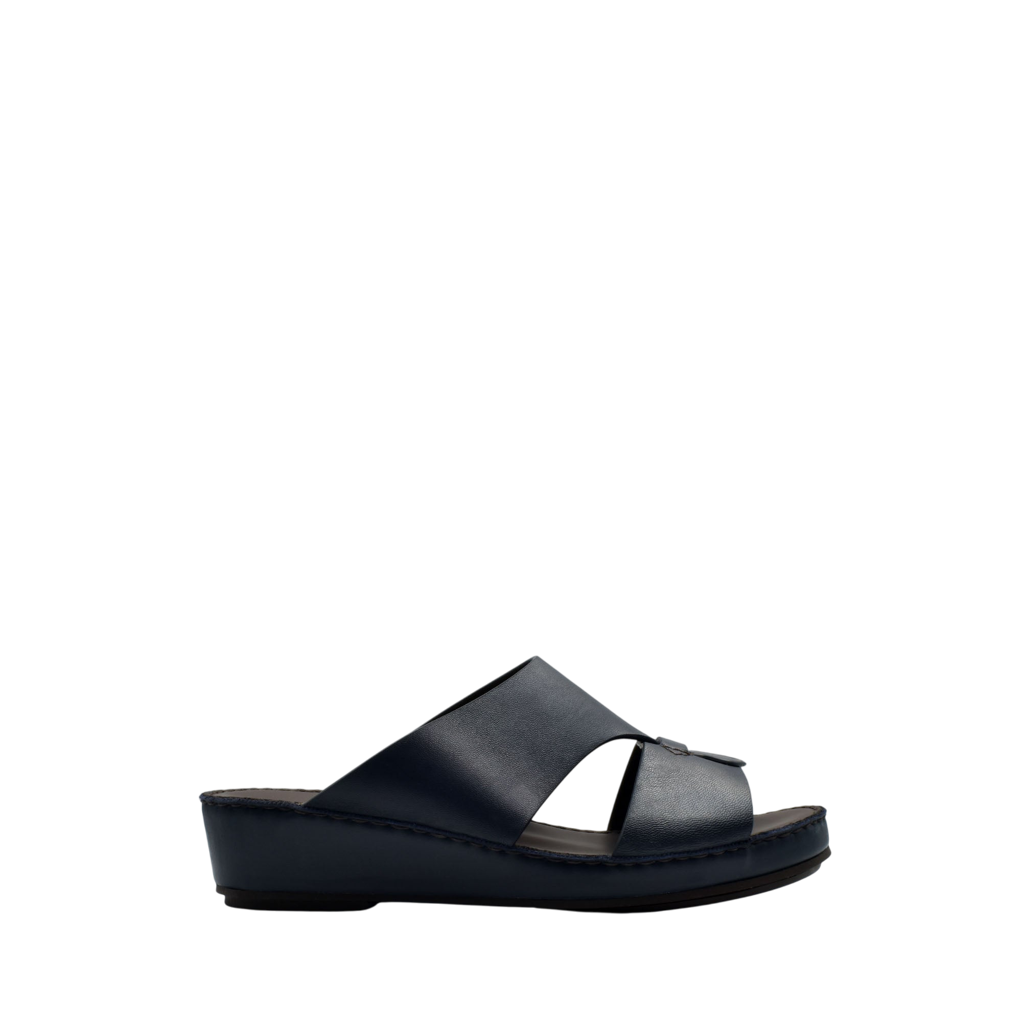 Black kids leather sandals with thick sole and wide straps from private collection