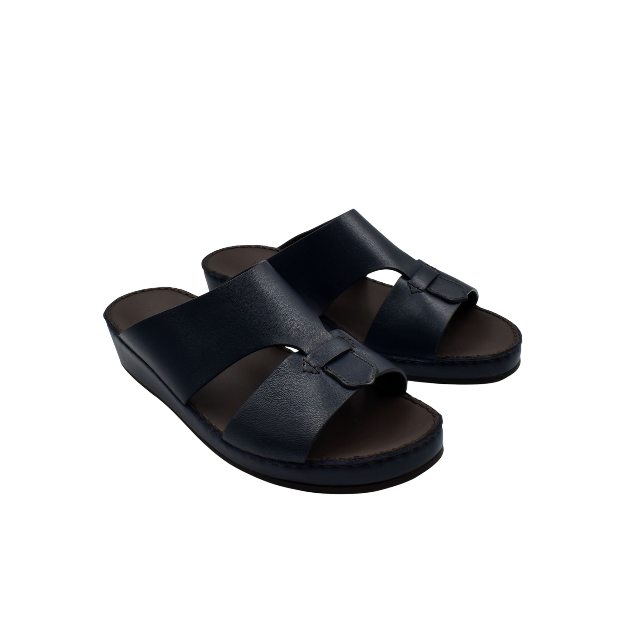 Black kids leather sandals with adjustable buckle straps and cushioned sole for comfort