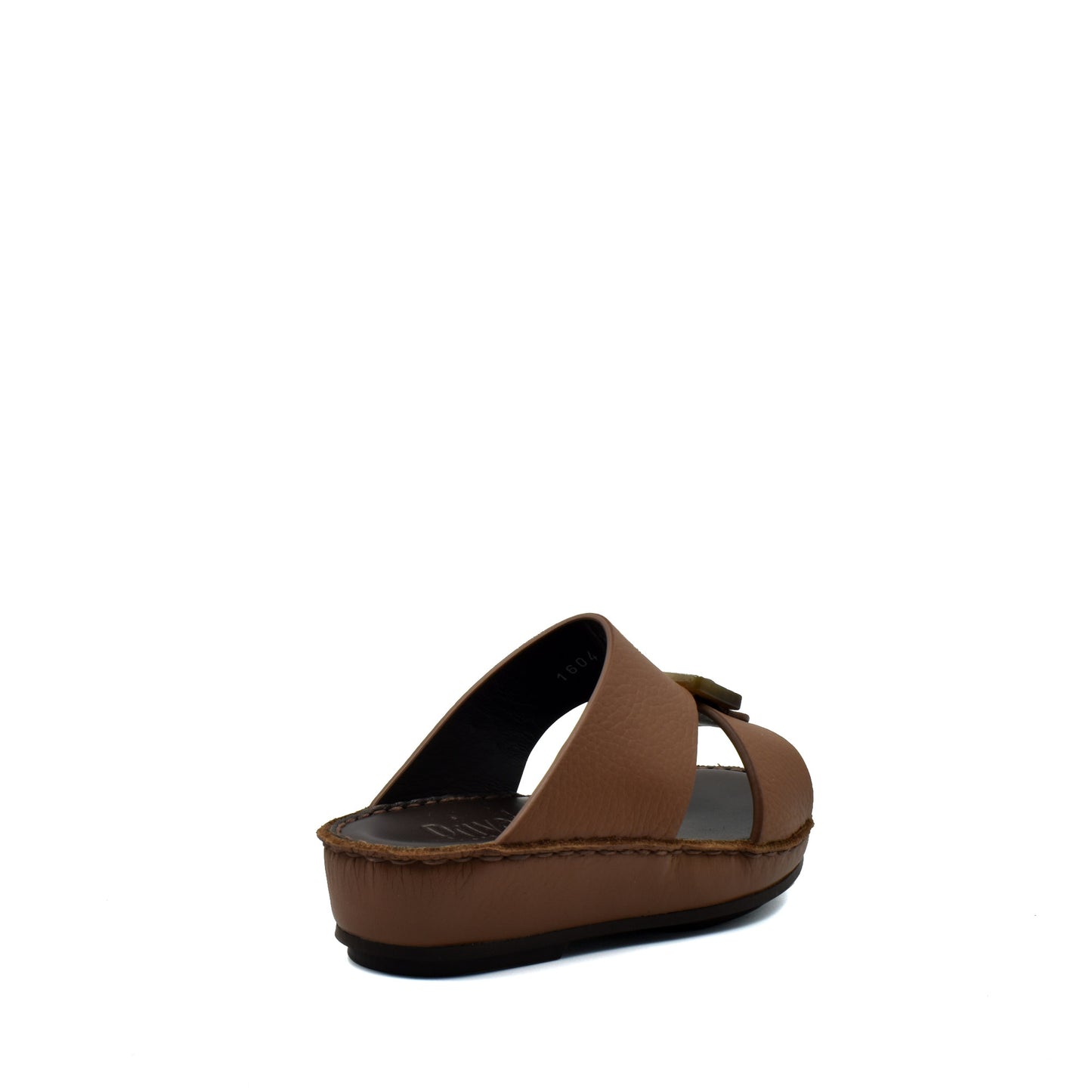 Brown kids leather sandals with open toe and adjustable straps from private collection