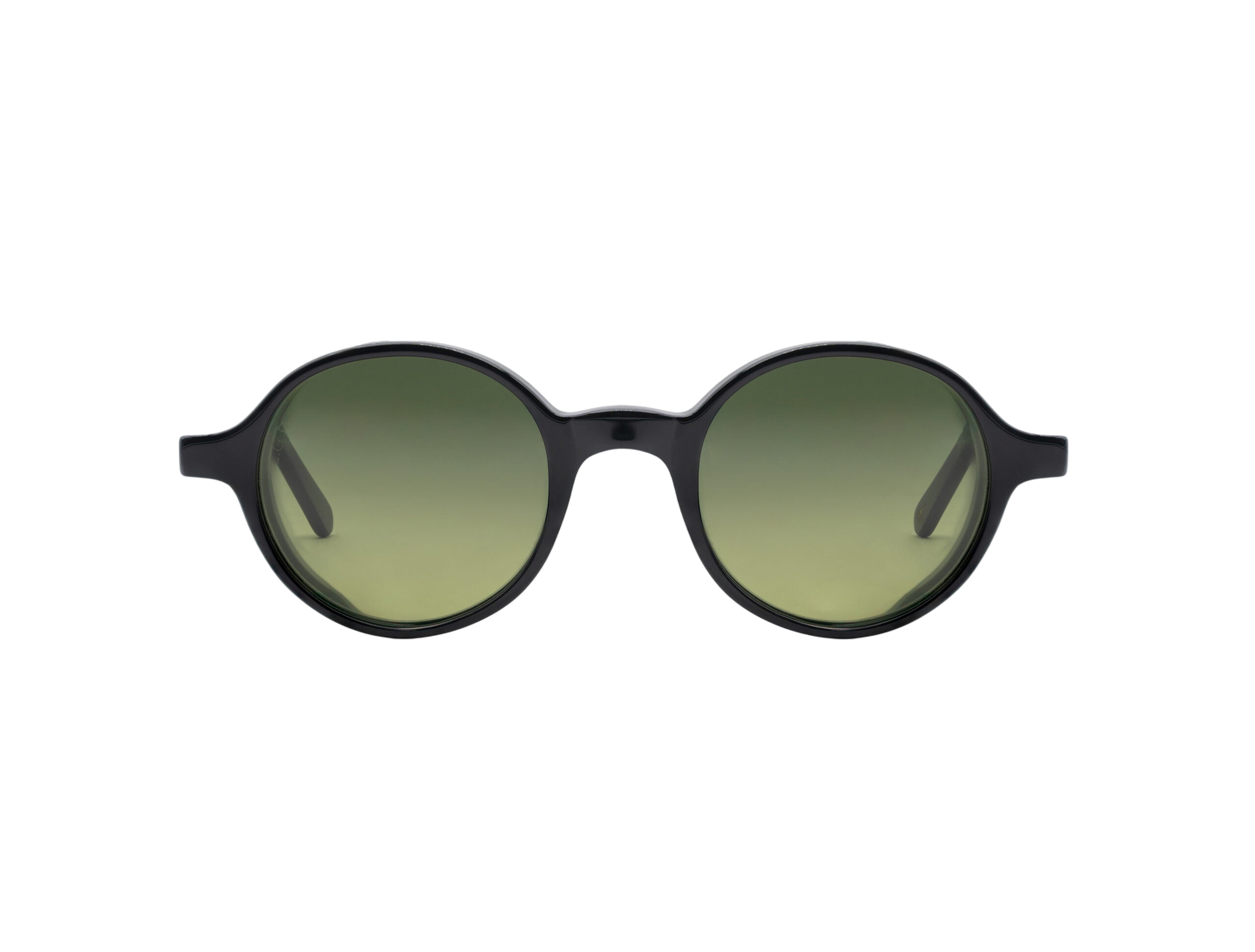Black frame L.G.R. Reunion sunglasses with round green gradient lenses