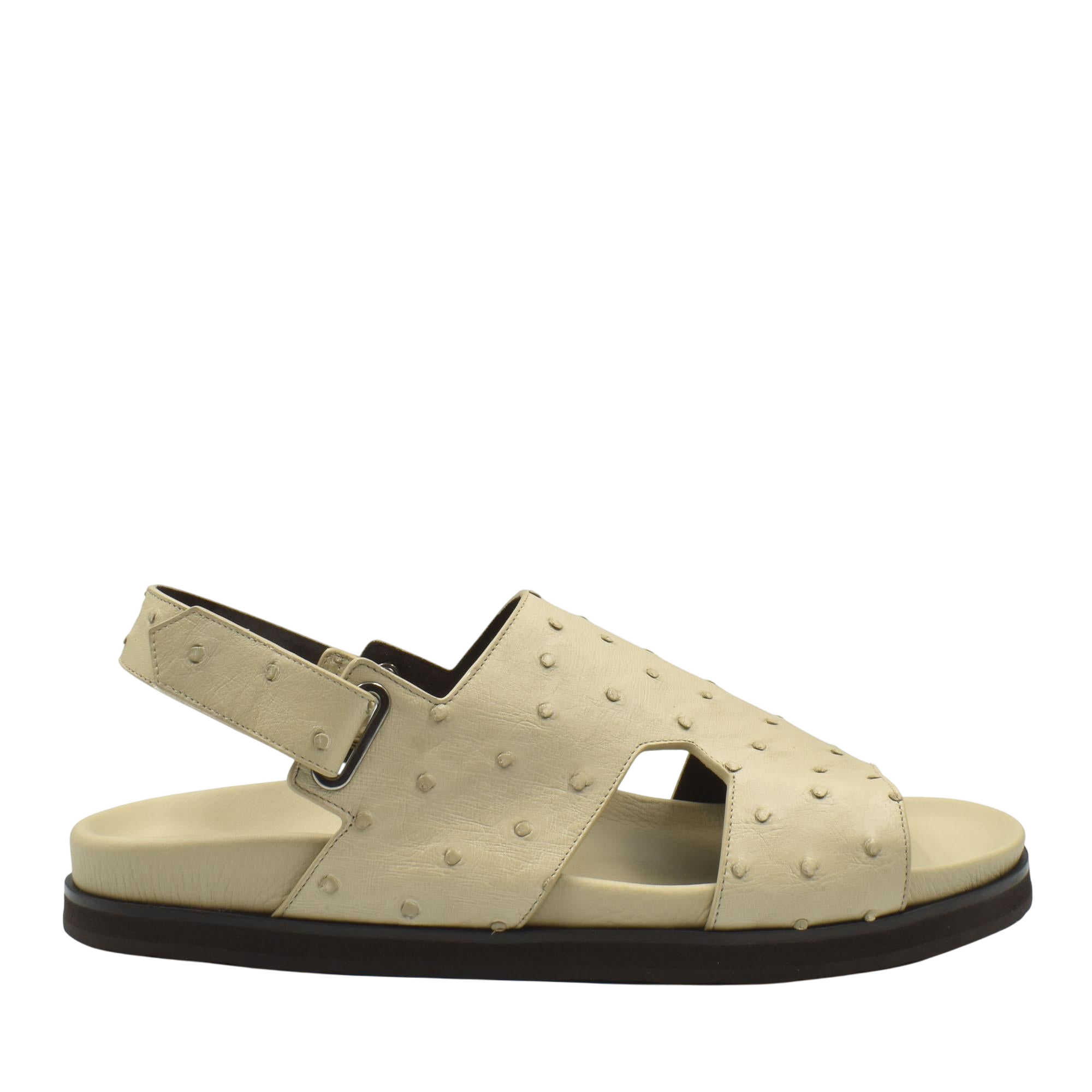 Beige Luxury Amorti Sangle Footwear sandal with textured upper and adjustable back strap