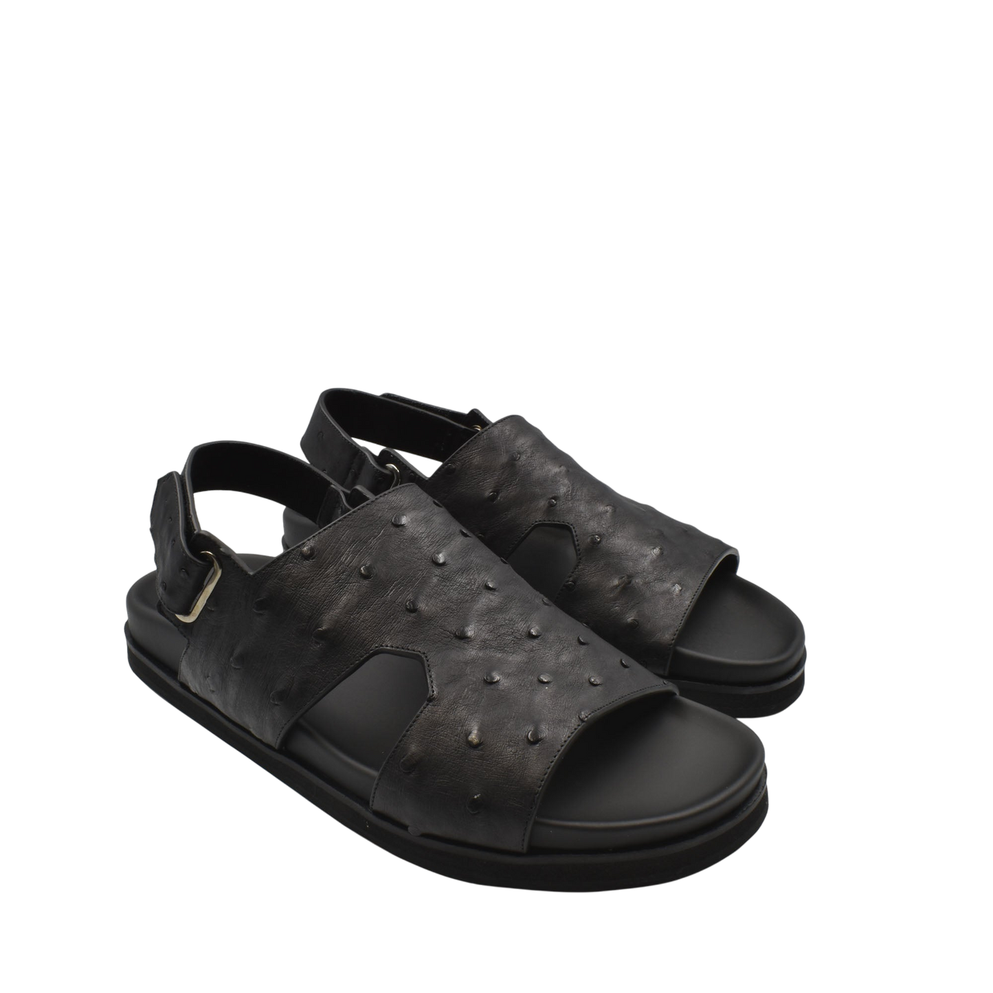 Black Luxury Amorti Sangle Footwear open-toe sandals with textured upper and adjustable back strap