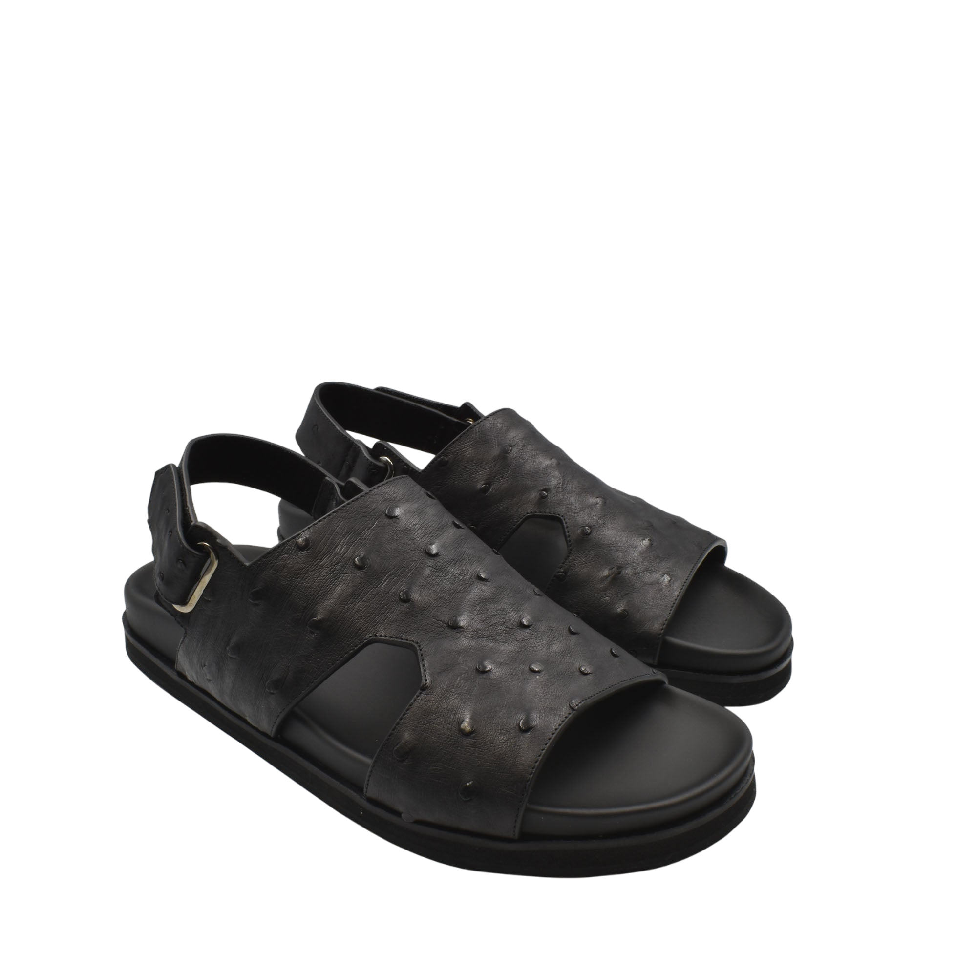 Black Luxury Amorti Sangle Footwear open-toe sandals with textured upper and adjustable back strap