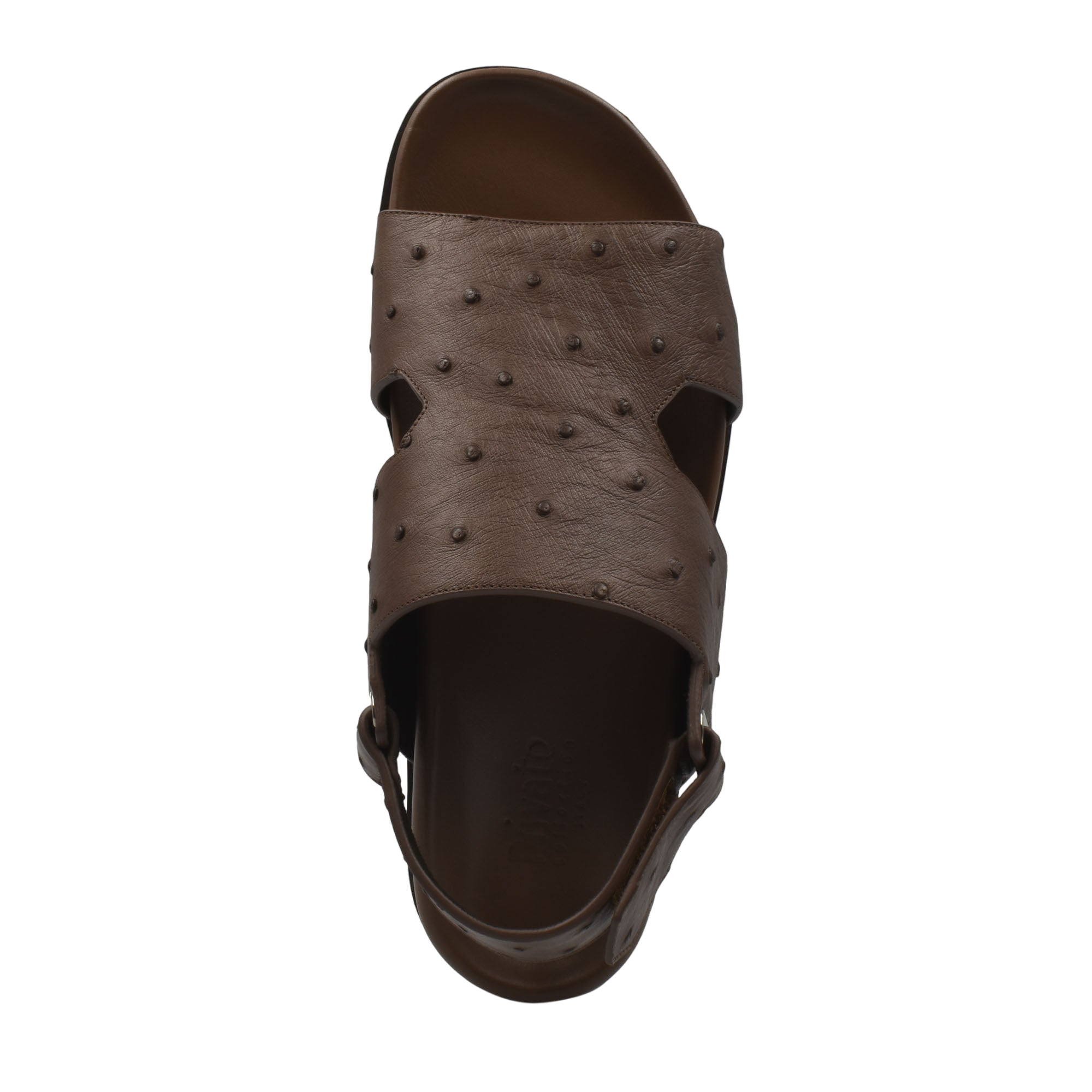 Brown Luxury Amorti Sangle Footwear sandal with studded leather upper and adjustable back strap