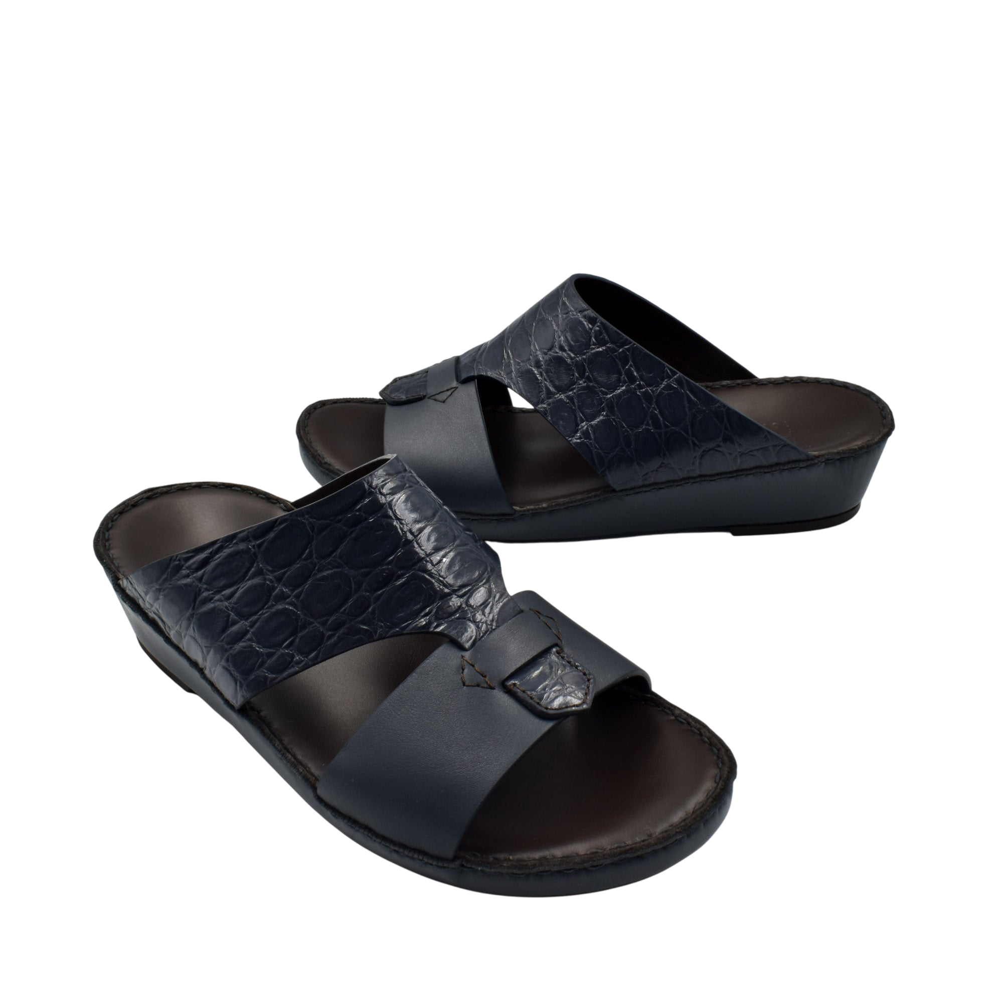 Private Collection luxury croco leather sandals in black with open toe and adjustable strap design