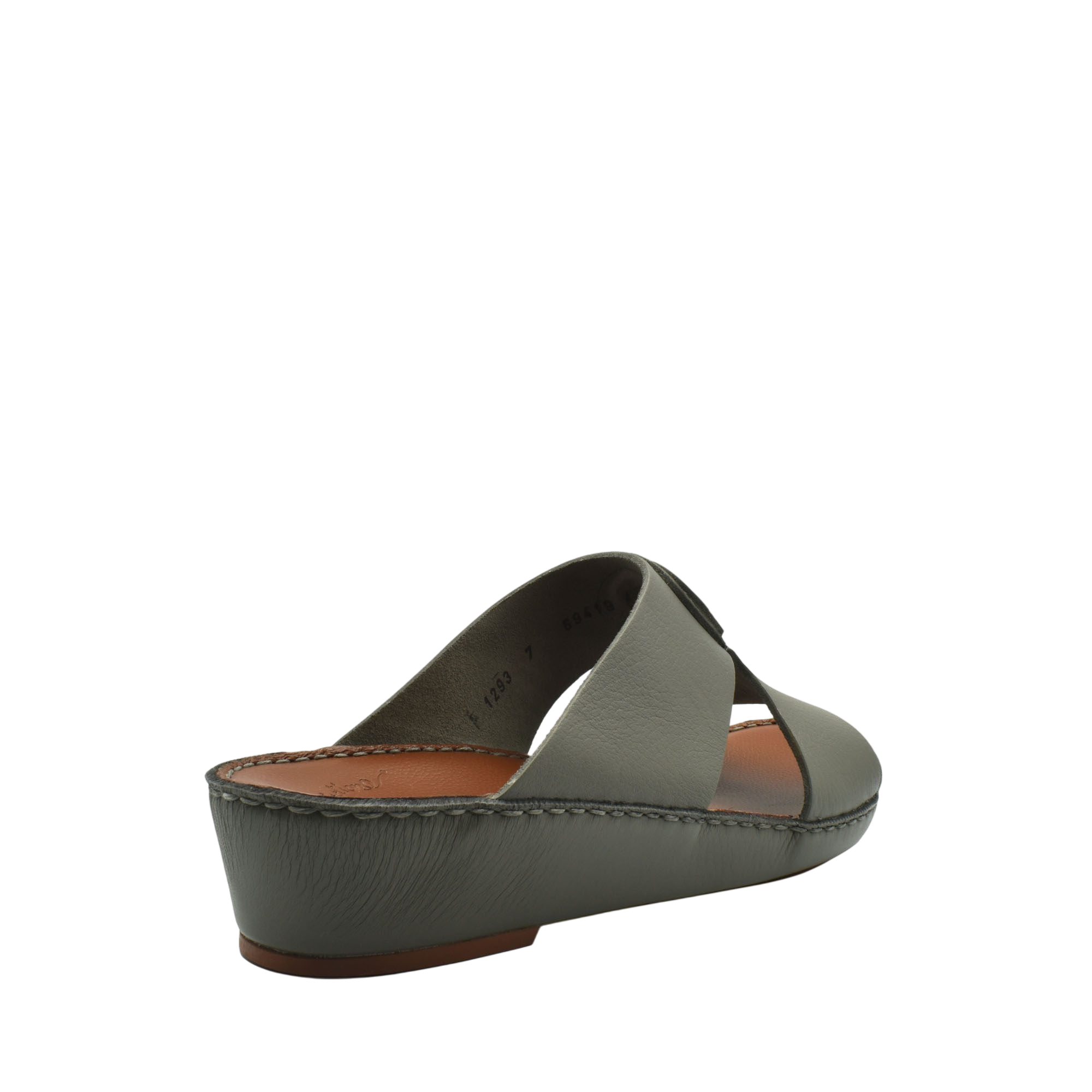 Gray wedge luxury deercalf sandals with open toe and stitched sole from Private Collection