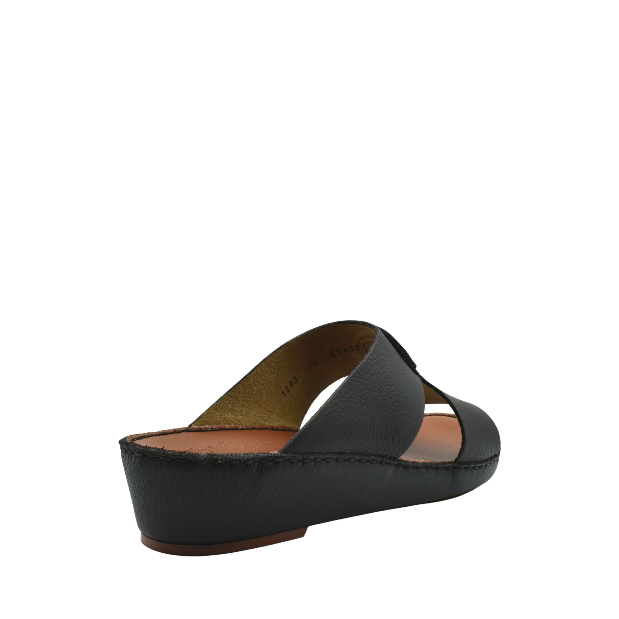 Black luxury deercalf sandals with wedge heel and open toe design from private collection