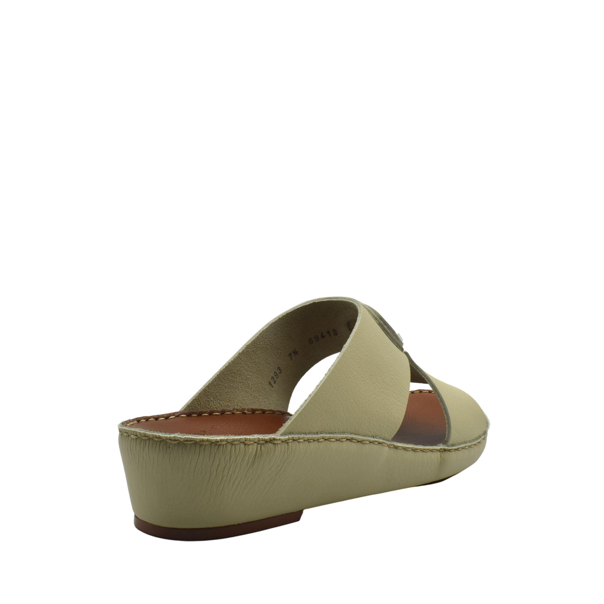 Beige luxury deercalf sandals with wedge heel and open toe design from private collection