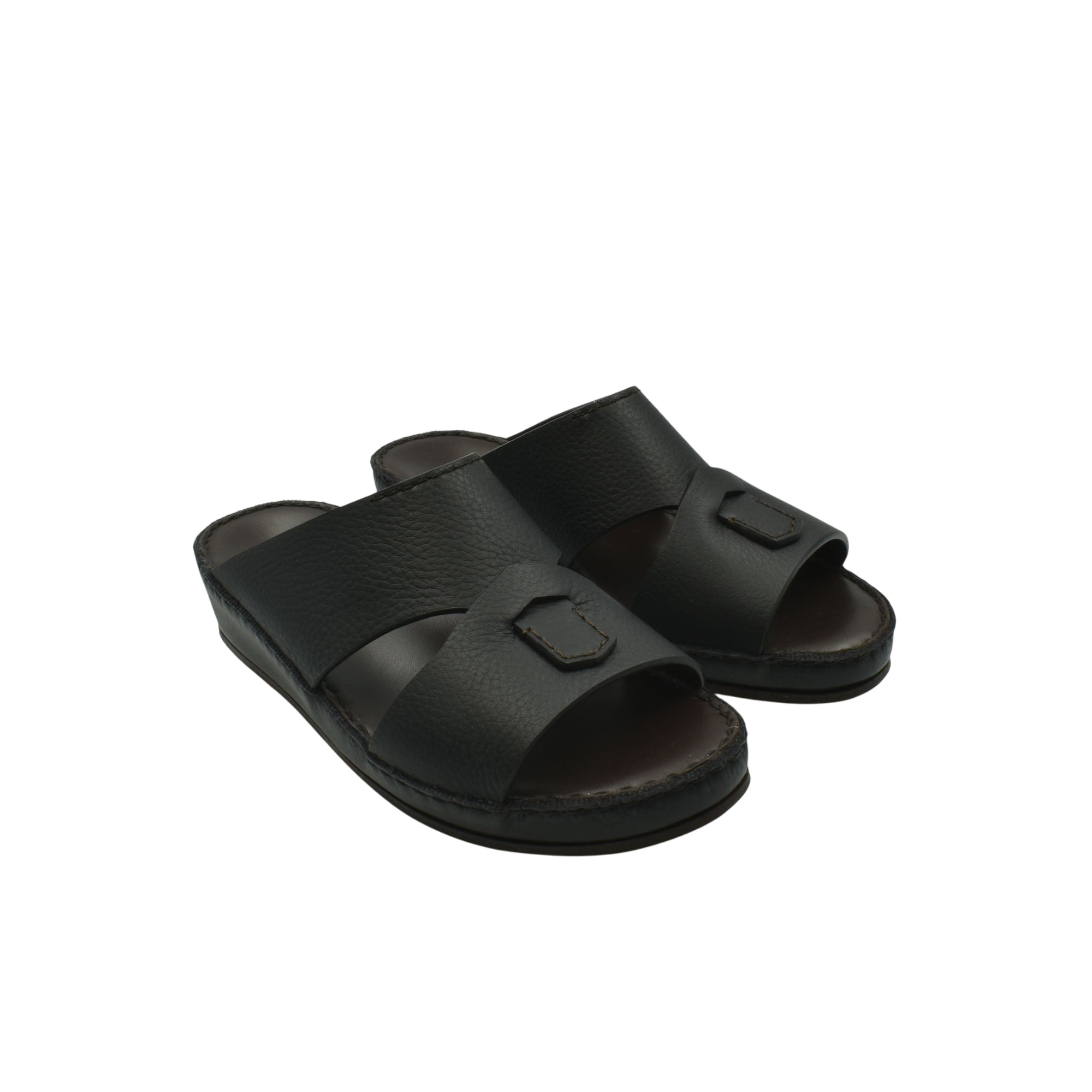 Black luxury kids leather sandals with double straps and cushioned sole for comfort