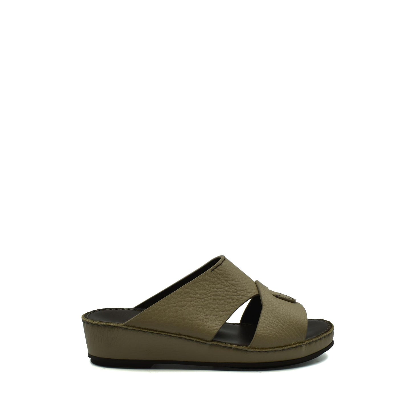 Luxury kids leather sandals in tan color with adjustable straps and cushioned sole from Private collection