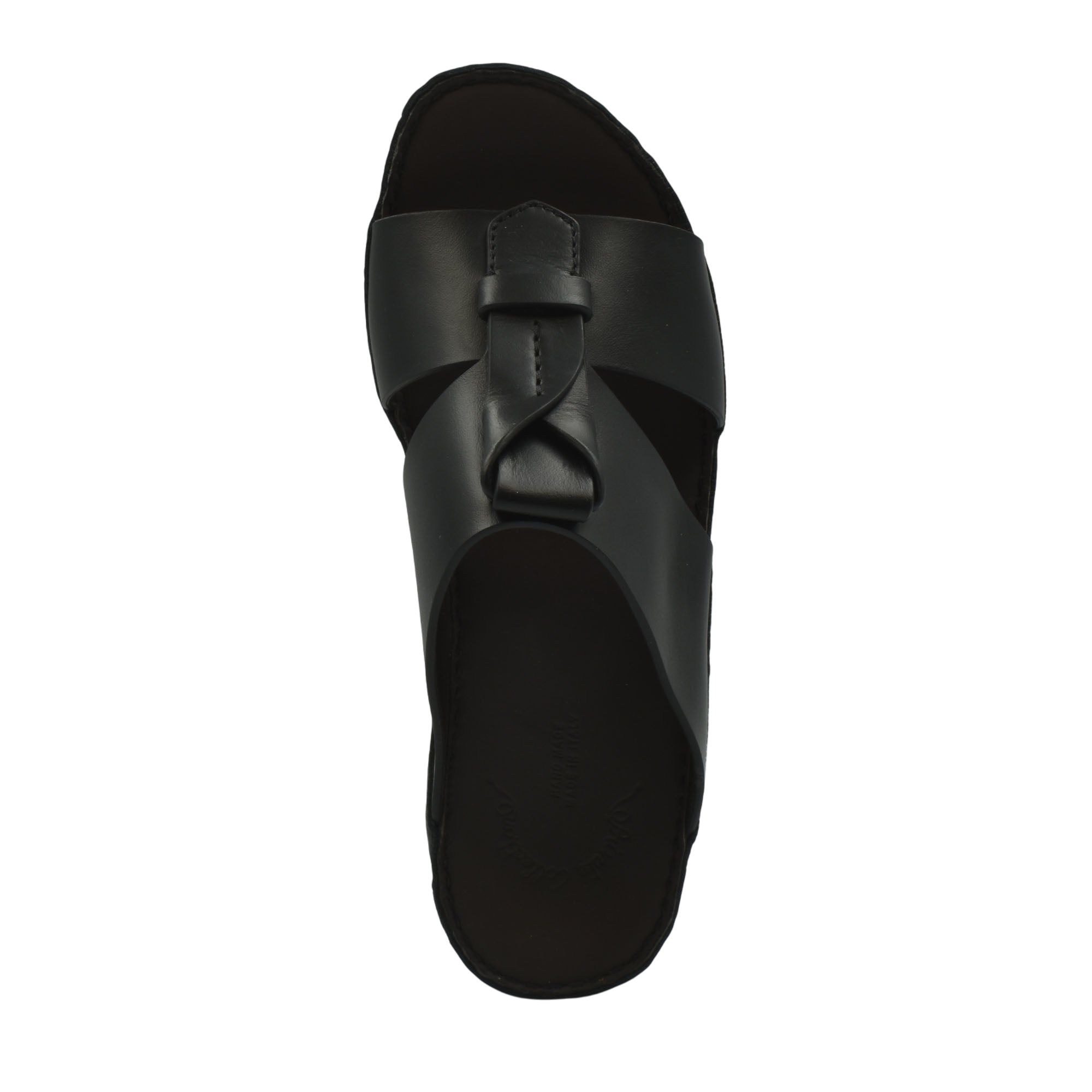 Black luxury leather sandals with wide straps and slip-on design from Private collection