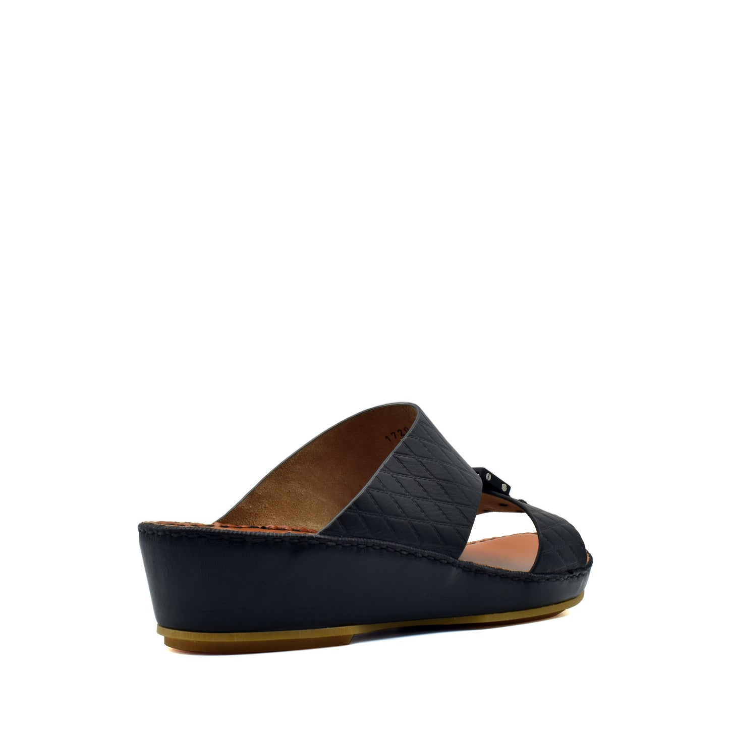 Black luxury leather sandals with quilted strap and wedge heel from Private Collection