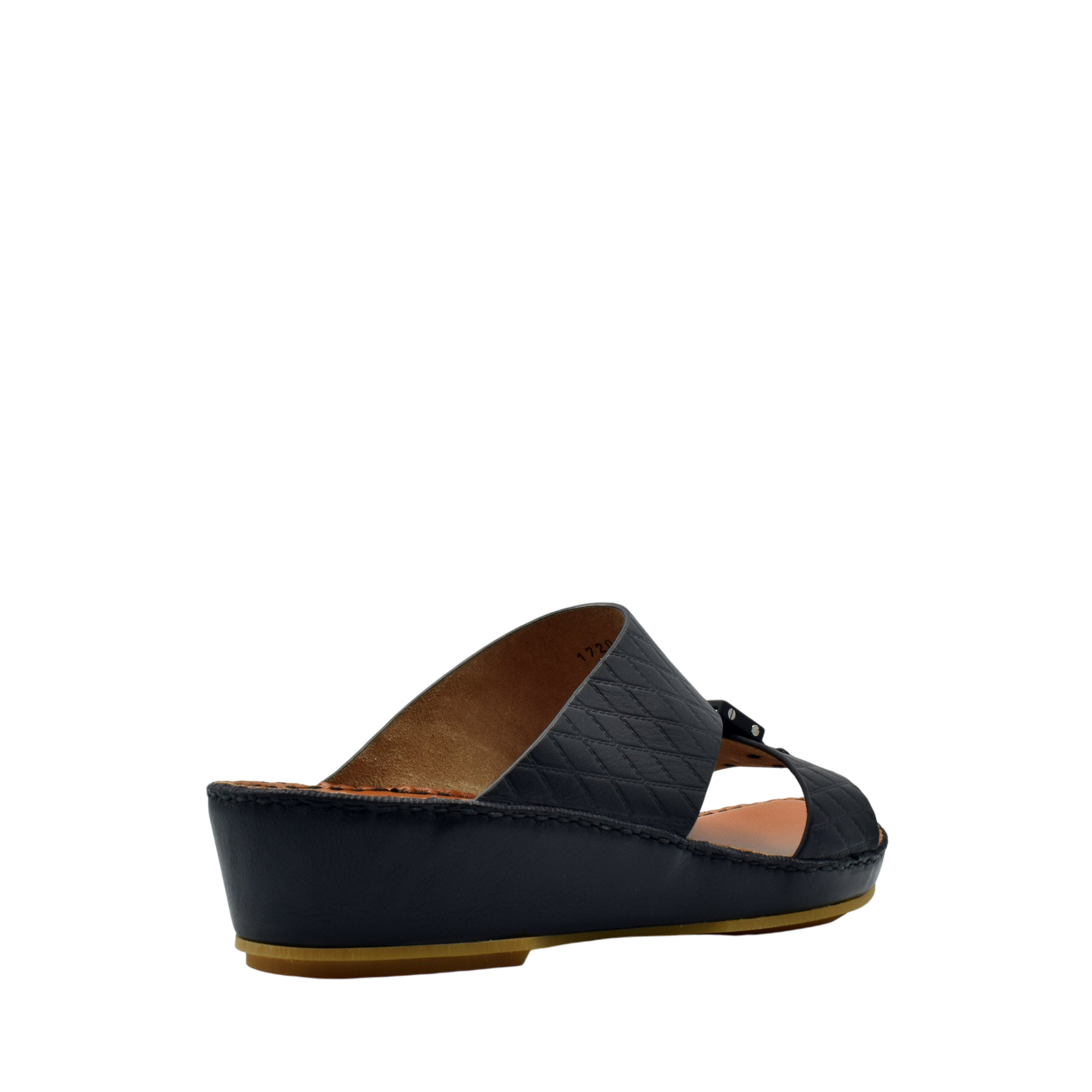 Black luxury leather sandals with quilted strap and wedge heel from Private Collection