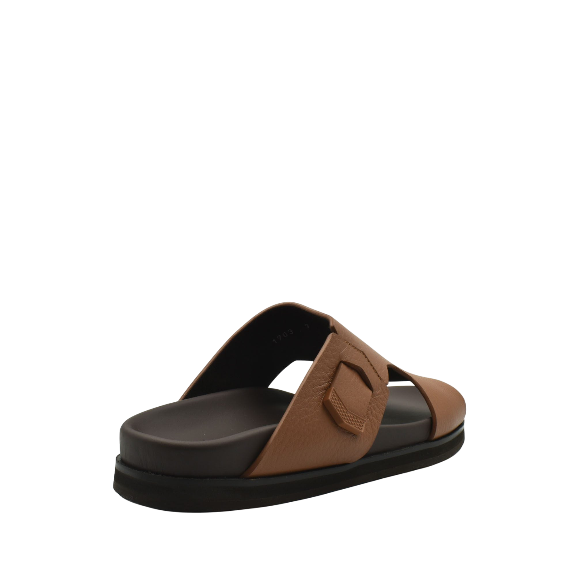 Brown luxury leather sandals with black sole and open toe design from private collection
