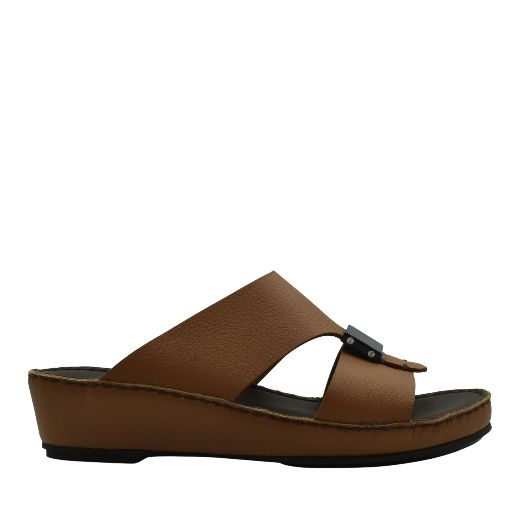 Brown luxury leather sandals with cushioned sole and slip-on design from private collection