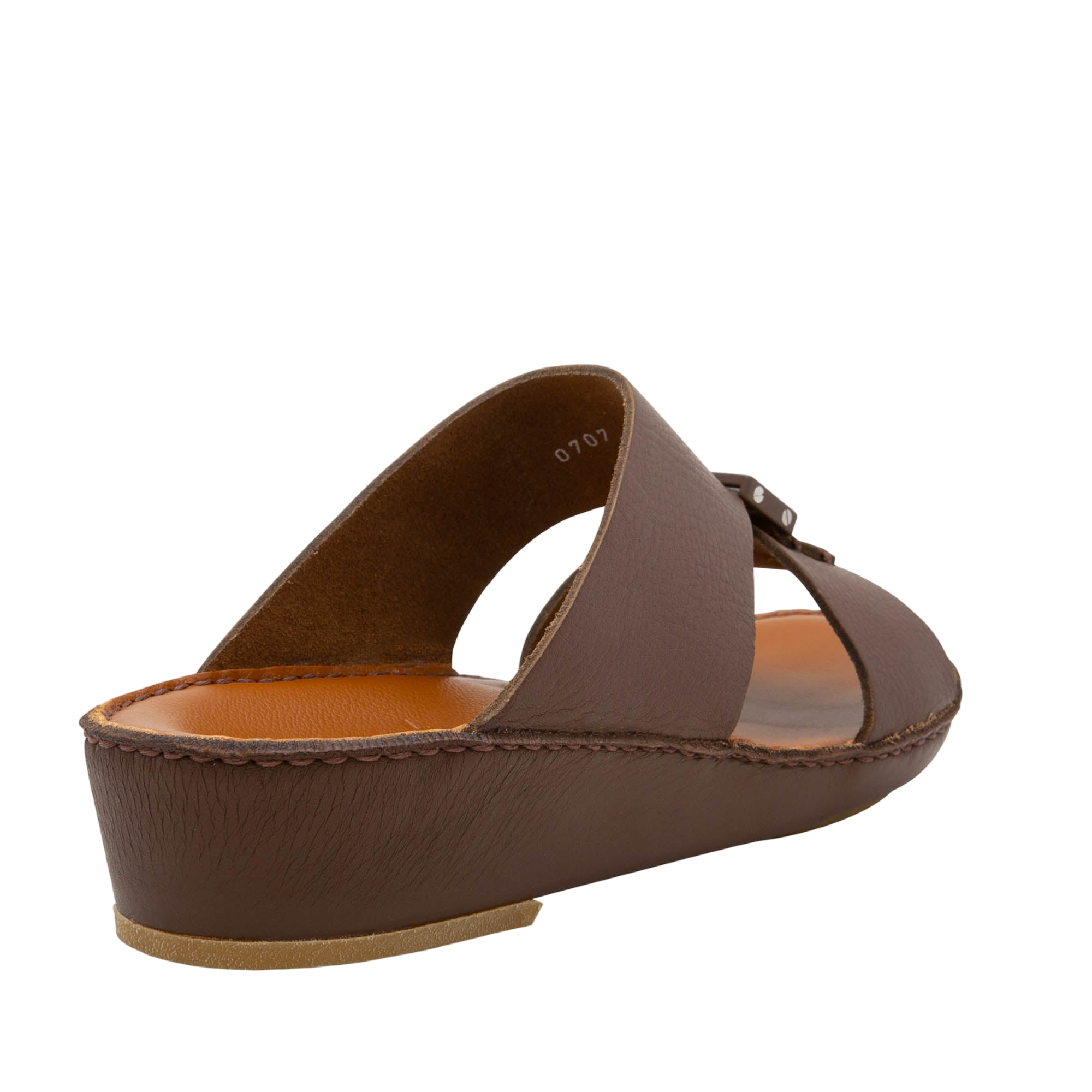 Private Collection brown luxury leather sandals with cushioned sole and adjustable strap detail